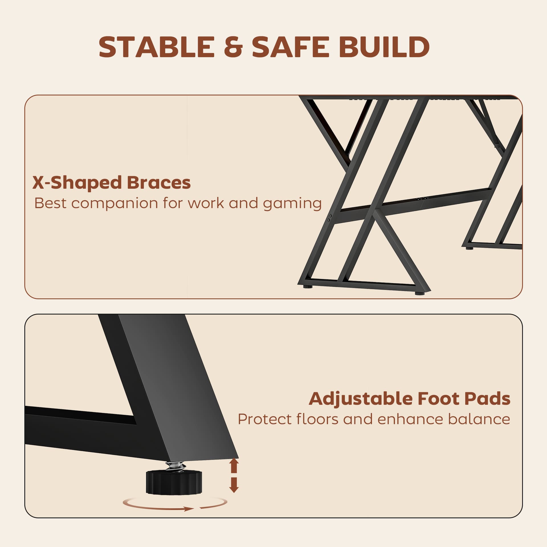 71" Computer Desk, Industrial Writing Table with X-Shaped Frame for Home Office, Rustic Brown