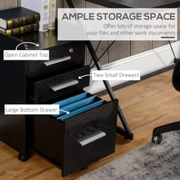 3 Drawer File Cabinet with Lock and Edged Top, Lockable Filing Cabinet on Wheels for Letter and A4 Size, Black