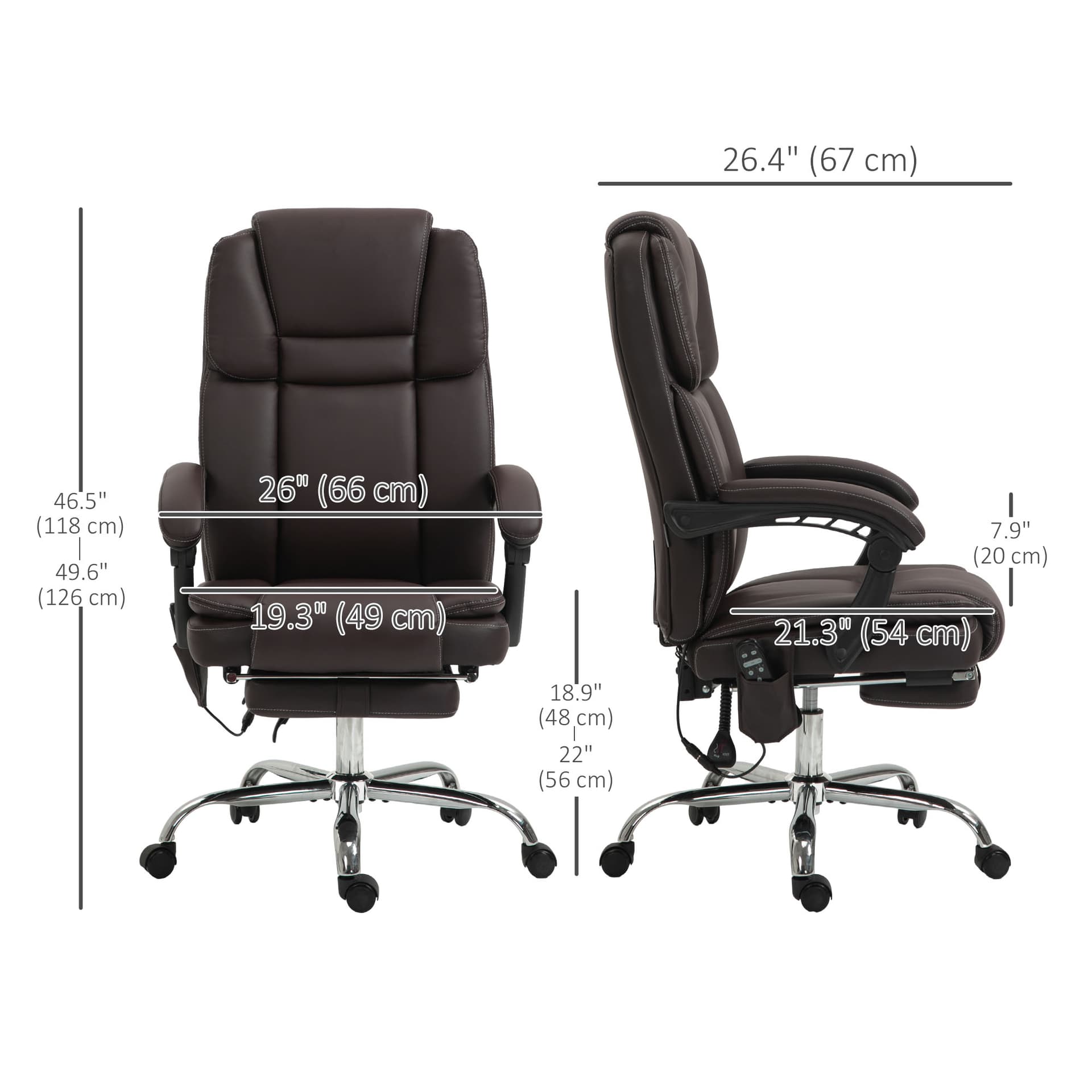 Massage Office Chair, Reclining Executive Office Chair with 6-Point Vibration, Footrest and High Back, Dark Brown