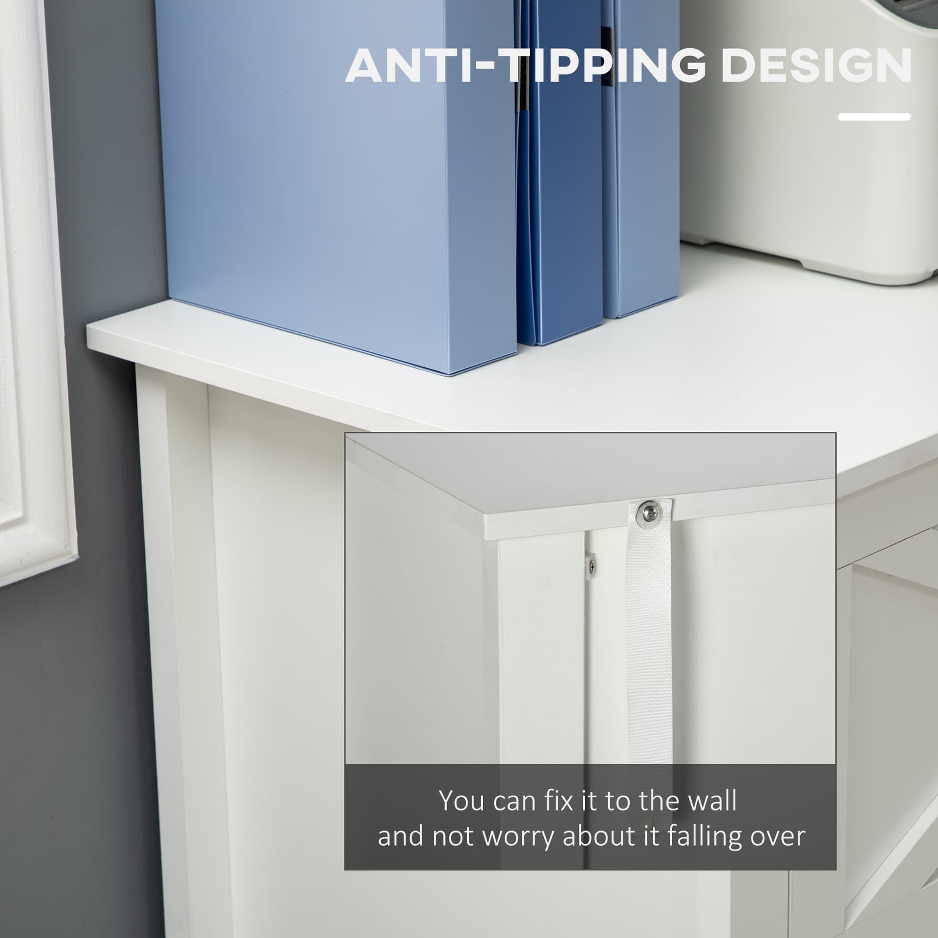 Vertical File Cabinet with Hanging Bars for A4 Size for Home Office, 29.9"x 19.7"x 30.3", White