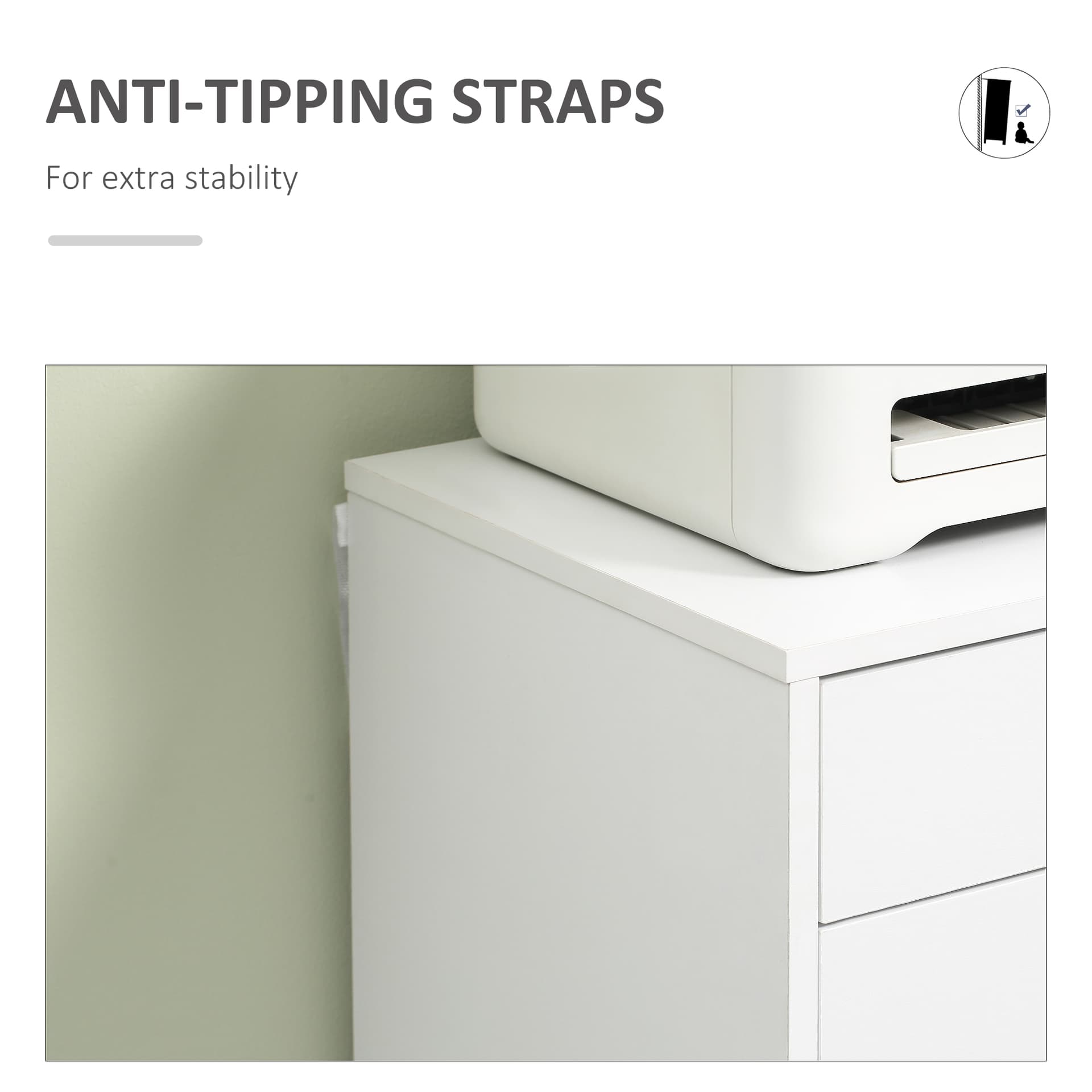 7-drawer Vertical File Cabinet for Home Office, Storage Cabinet with Wheels, 18.7"x15.6"x35.4", White