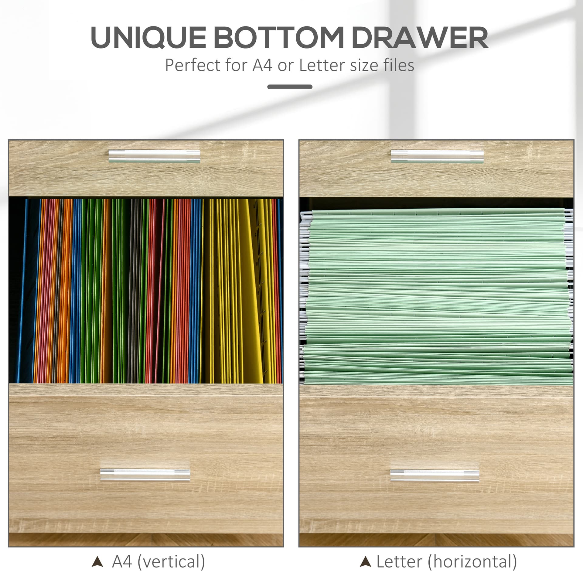 Mobile Filing Cabinet, Vertical File Cabinet with 2 Drawers, Wheels, for Letter or A4 File, Natural