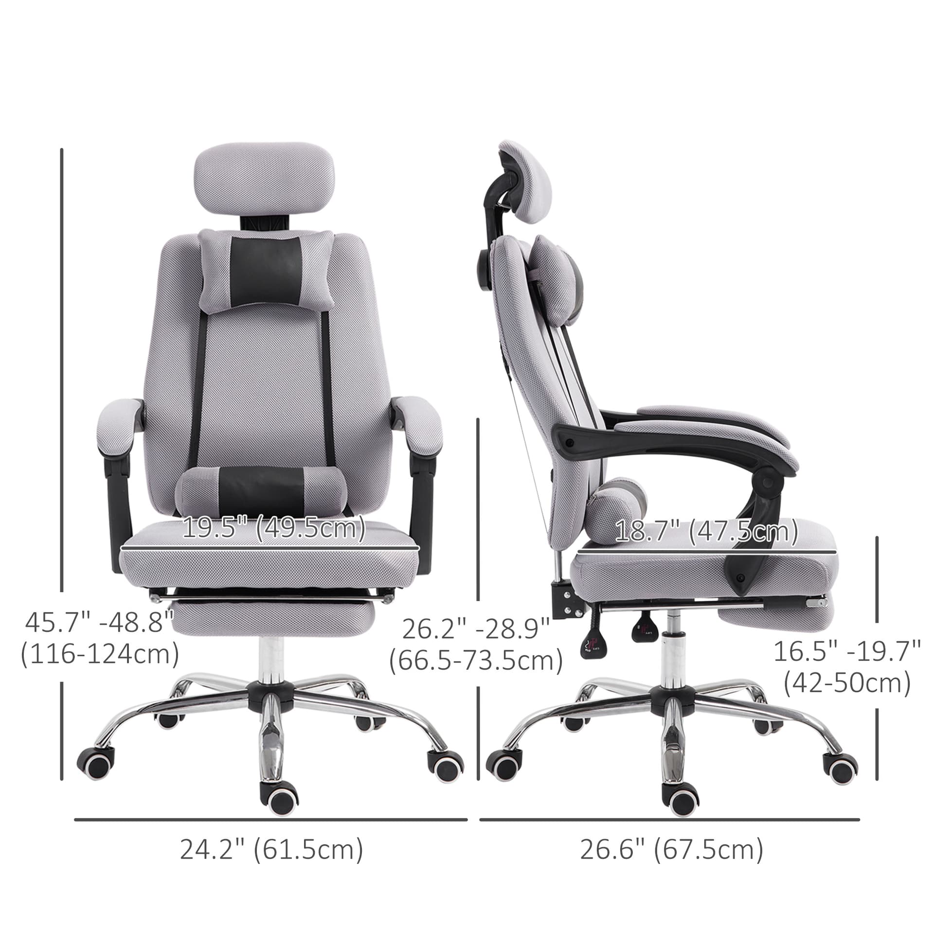 Ergonomic Executive High Back Office Chair with Footrest,Lumbar Support,Grey