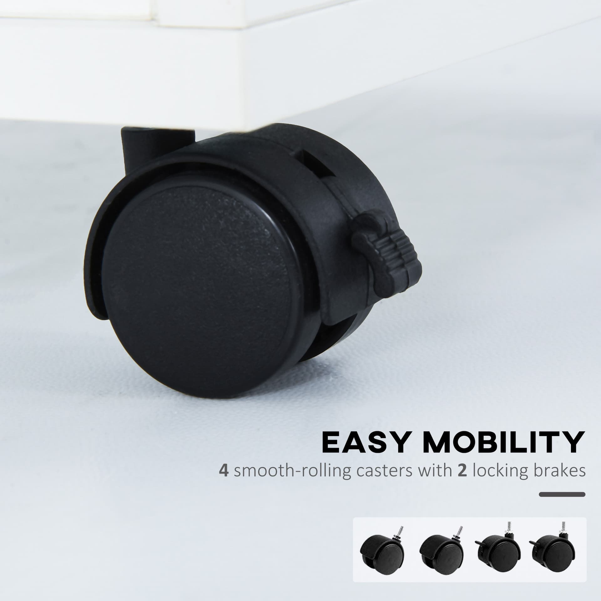 24" Small Filing Cabinet with Open Compartment, Drawer and Wheels, Home Office Storage Cabinet, White