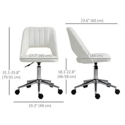 Mid Back Office Chair Velvet Fabric Swivel Scallop Shape Computer Desk Chair, Cream White