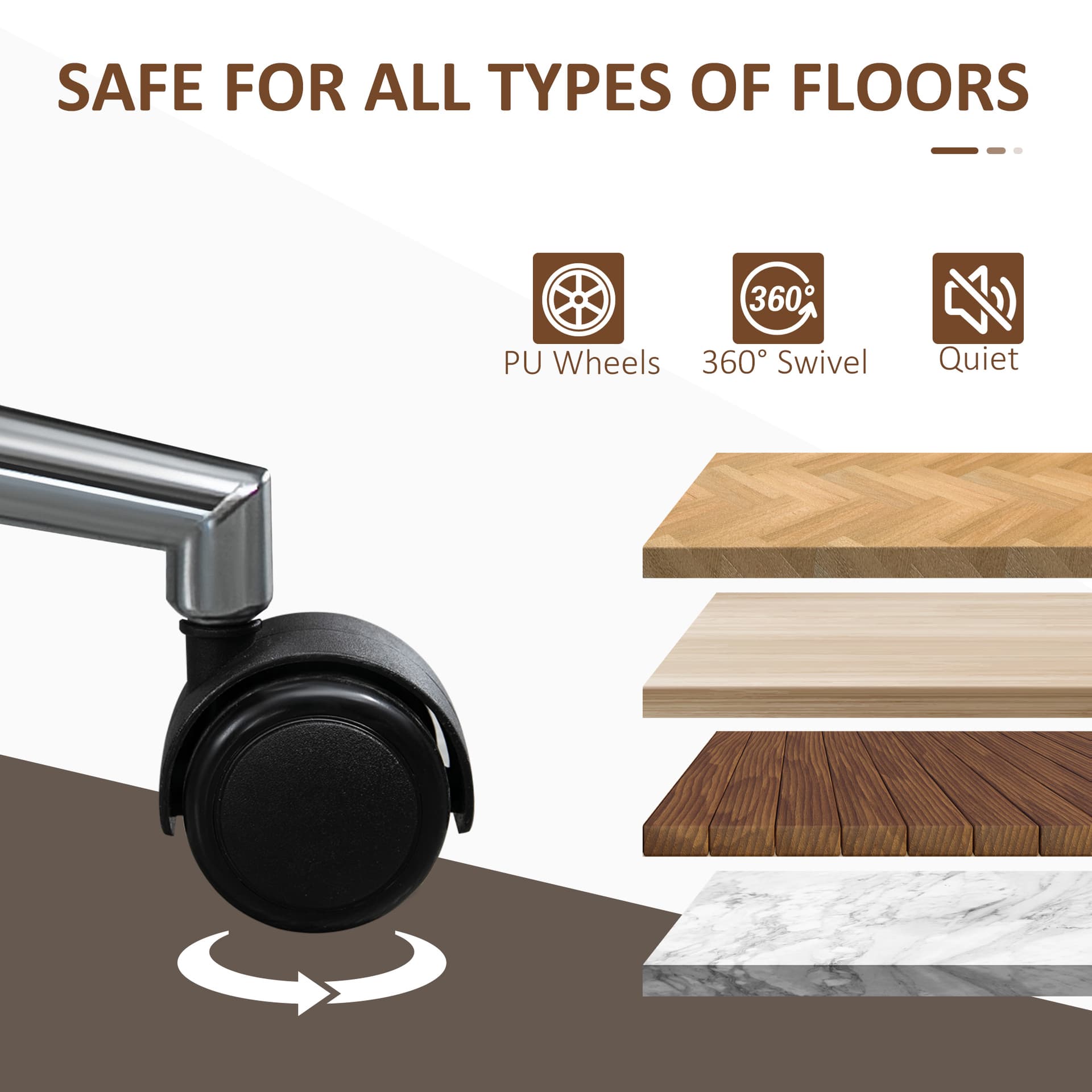 Office Chair, Faux Leather and Bentwood Computer Desk Chair with 360 Degree Swivel Wheels, Adjustable Height and Curved Seat, Black