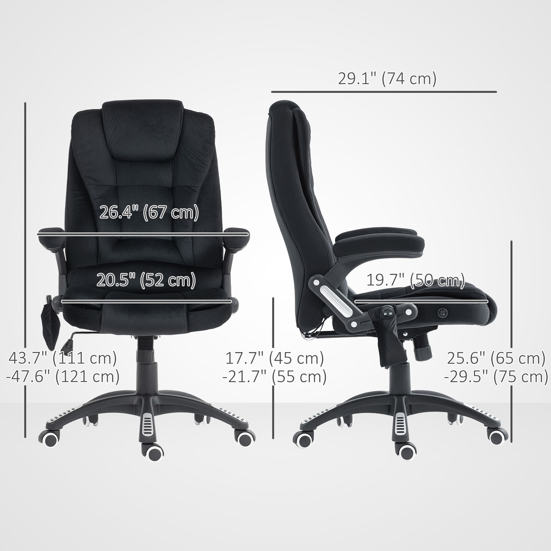 6 Point Vibrating Massage Office Chair, High Back Executive Chair with Reclining Back, Swivel Wheels, Black
