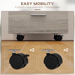 Mobile Filing Cabinet with Wheels, 3 Drawer File Cabinet with Lock and Keys for Home Office, Grey Wood Grain