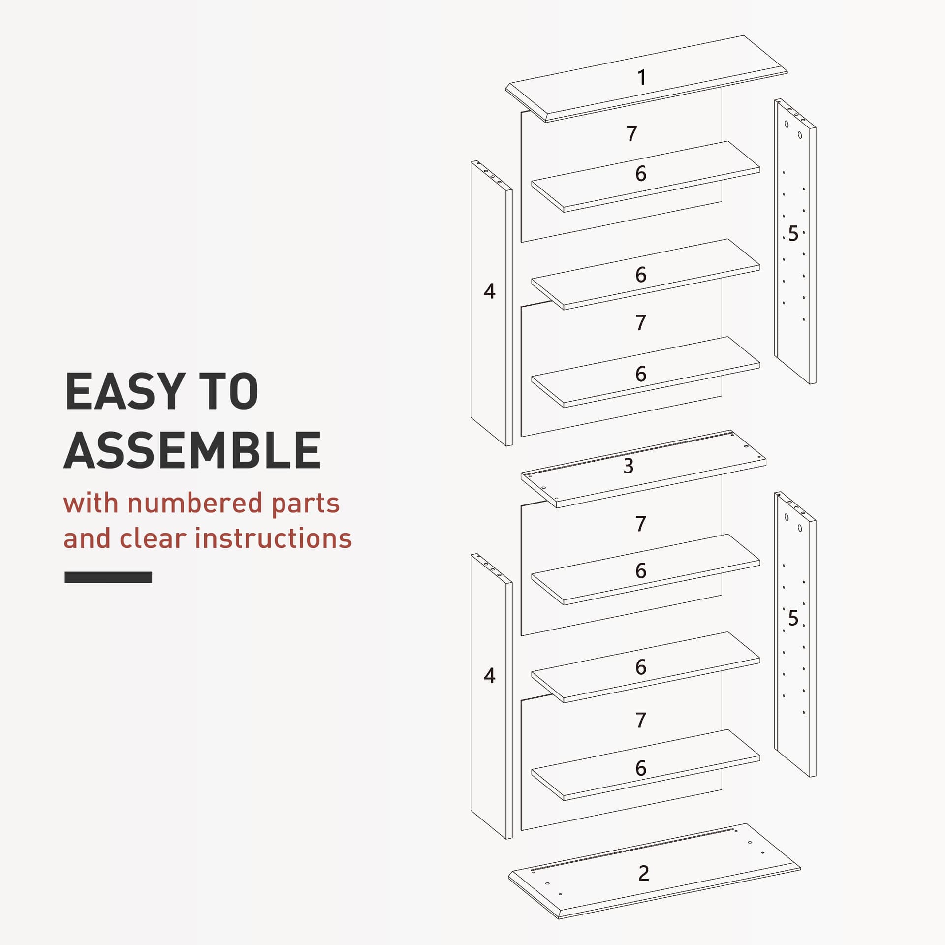 8-Tier DVD Shelf with 6 Adjustable Shelves, Slim CD Shelf, Holds 360 CDs, 185 DVDs or 185 Blu-rays, White