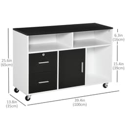 Lateral Filing Cabinet, Printer Stand Home Office Mobile File Cabinet with Wheels, Lockable Drawer, Black