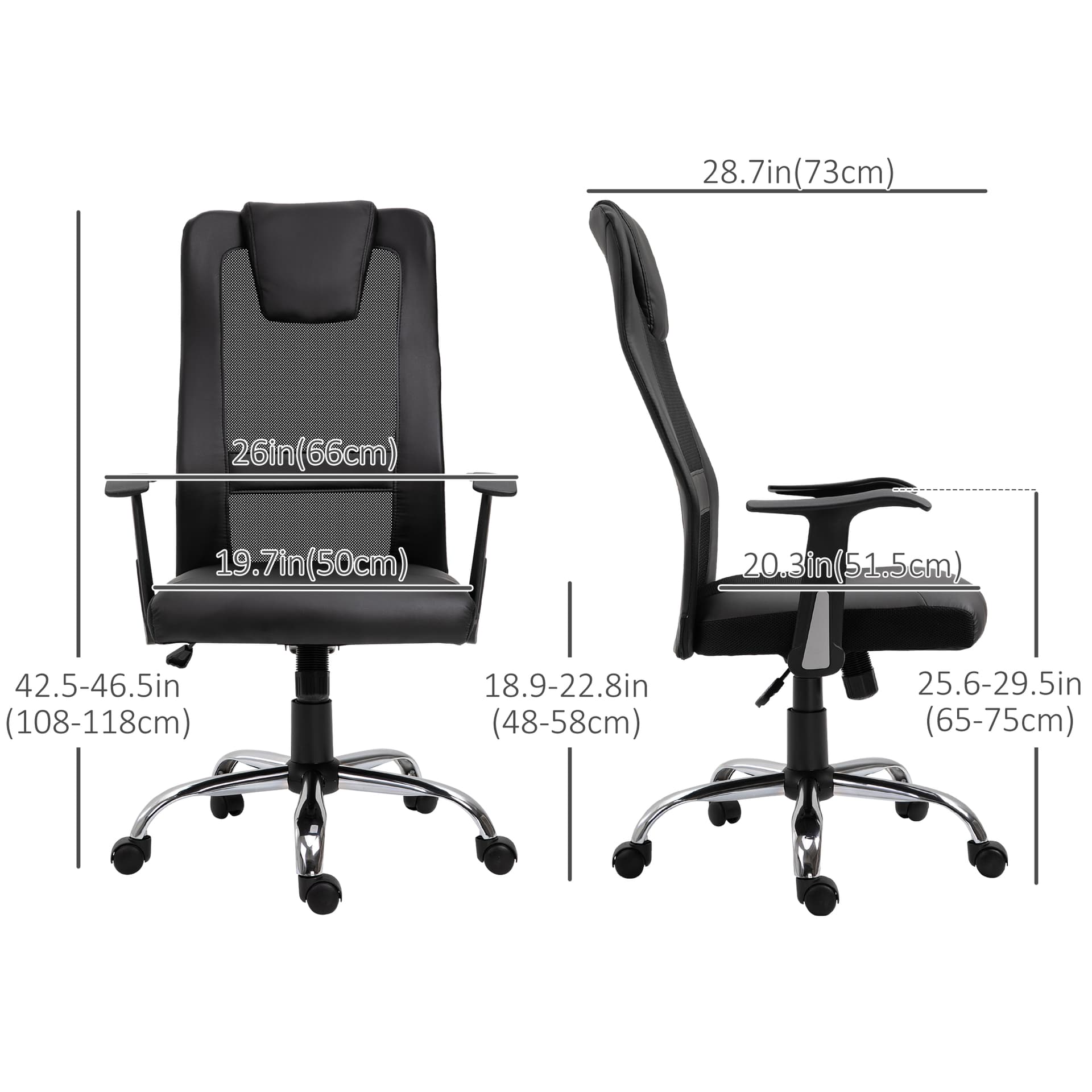 Ergonomic Office Chair with Thick Padded Headrest, Mesh Computer Desk Chair with Tilt Function, Armrest, Black