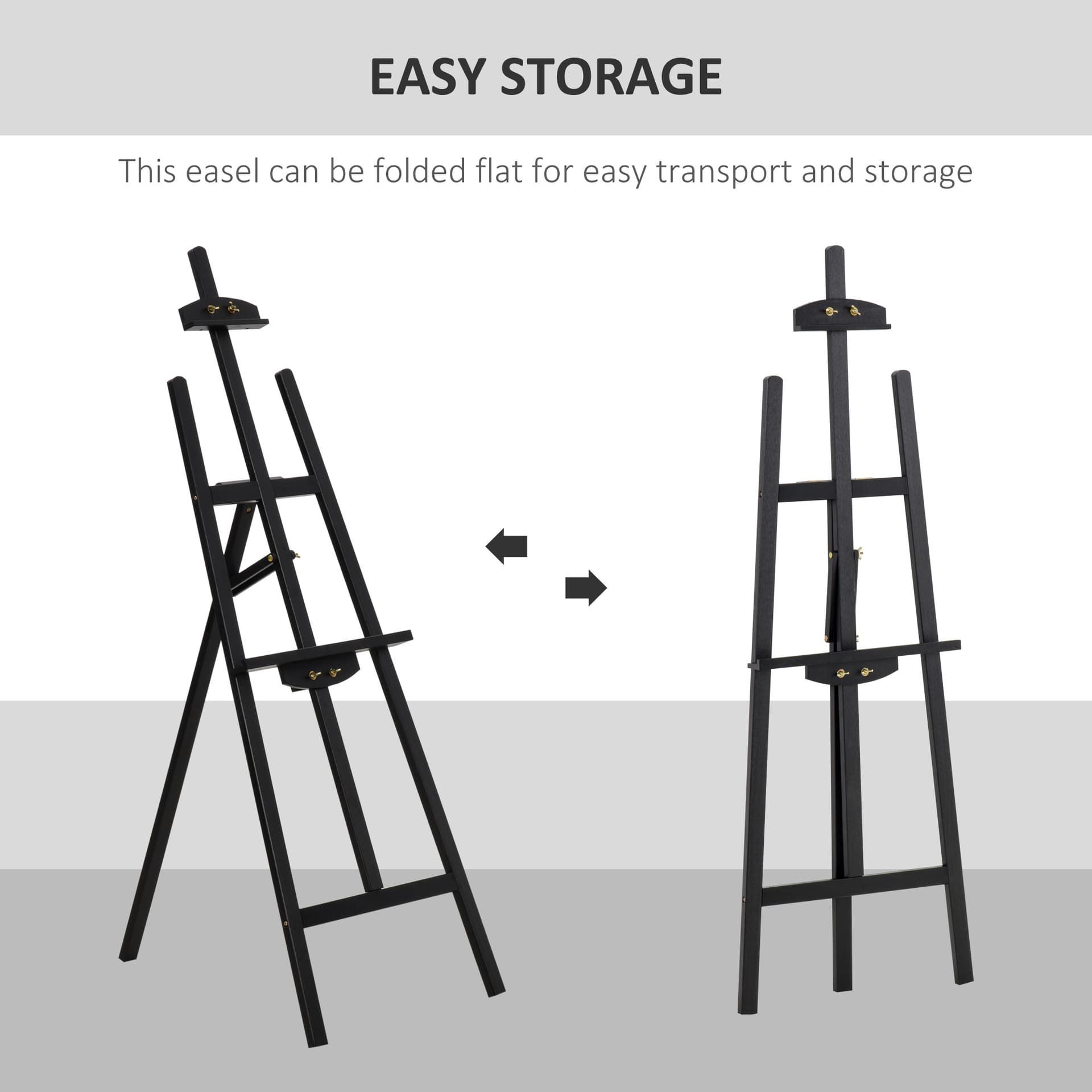 55" Pine Wood Painting Easel Stand, Adjustable Folding Art Easel, Tilts up to 75° for Adults, Begginners and Students, Black