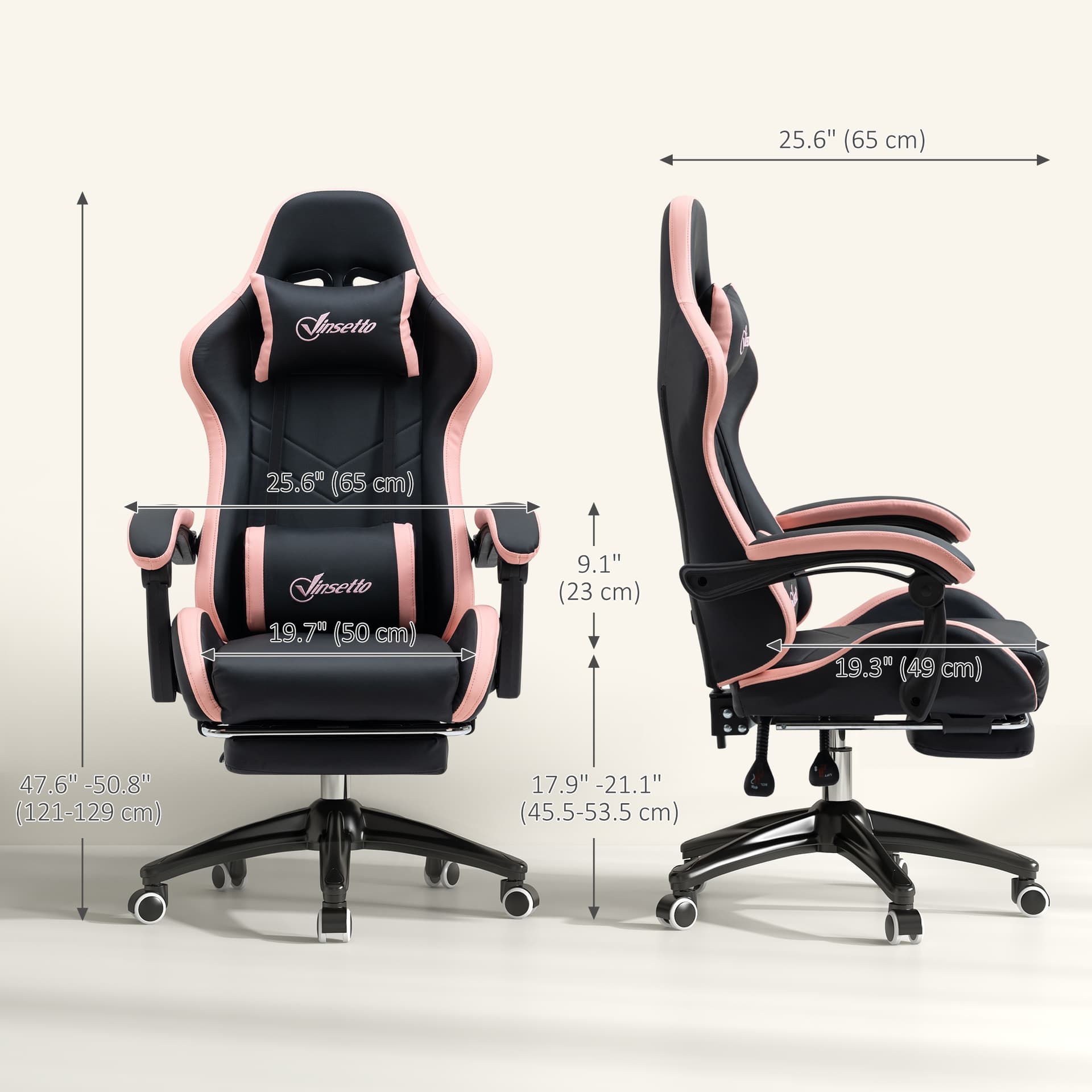 Computer Gaming Chair, PU Leather Office Desk Chair with Footrest, Swivel Wheels, 135° Reclining Back, Black