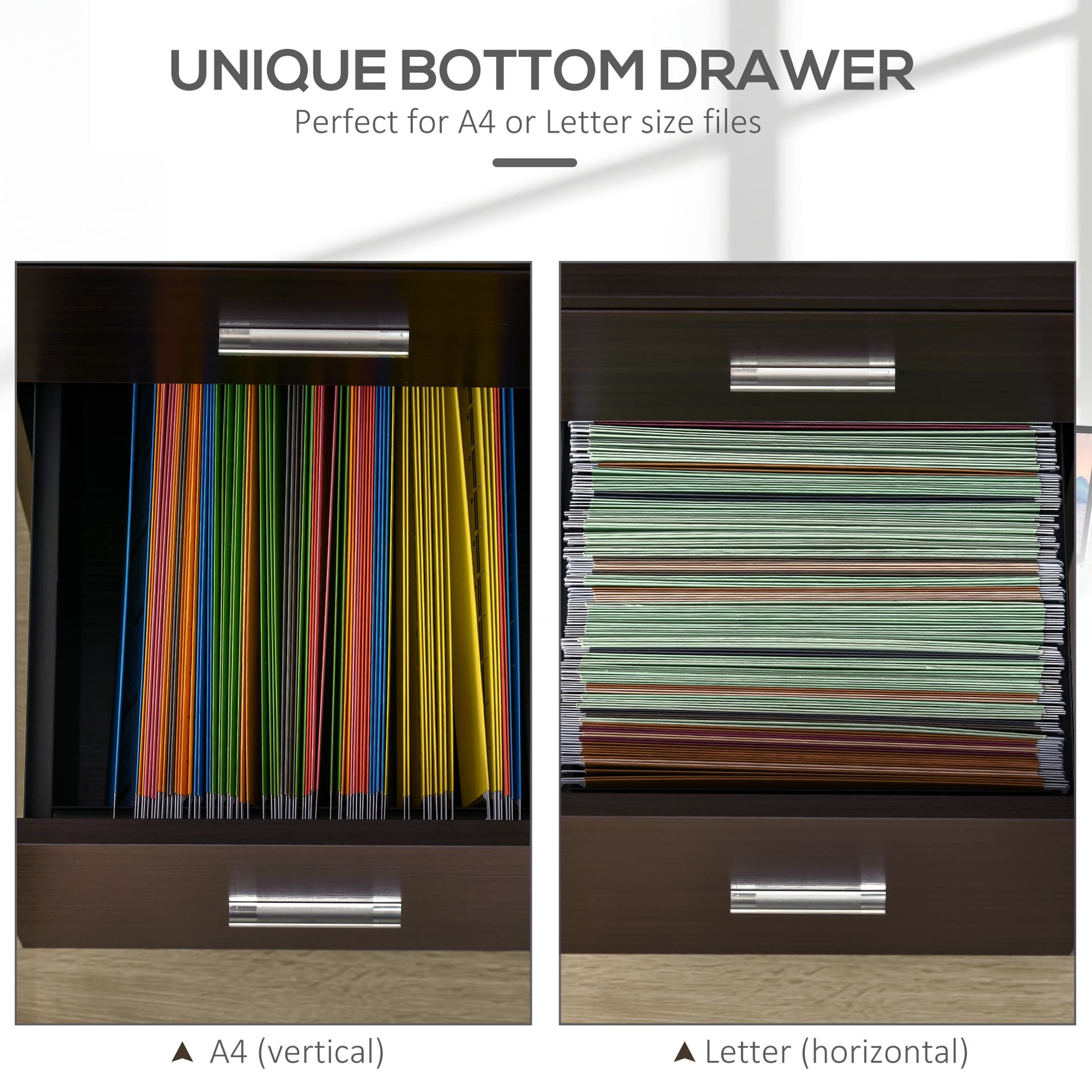 Mobile Filing Cabinet, Vertical File Cabinet with 2 Drawers, Wheels, for Letter or A4 File, Brown