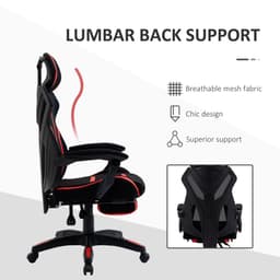 Racing Gaming Chair, Ergonomic Computer Chair with Footrest, Headrest, High Back Recliner Swivel Seat with Adjustable Height, Black Red