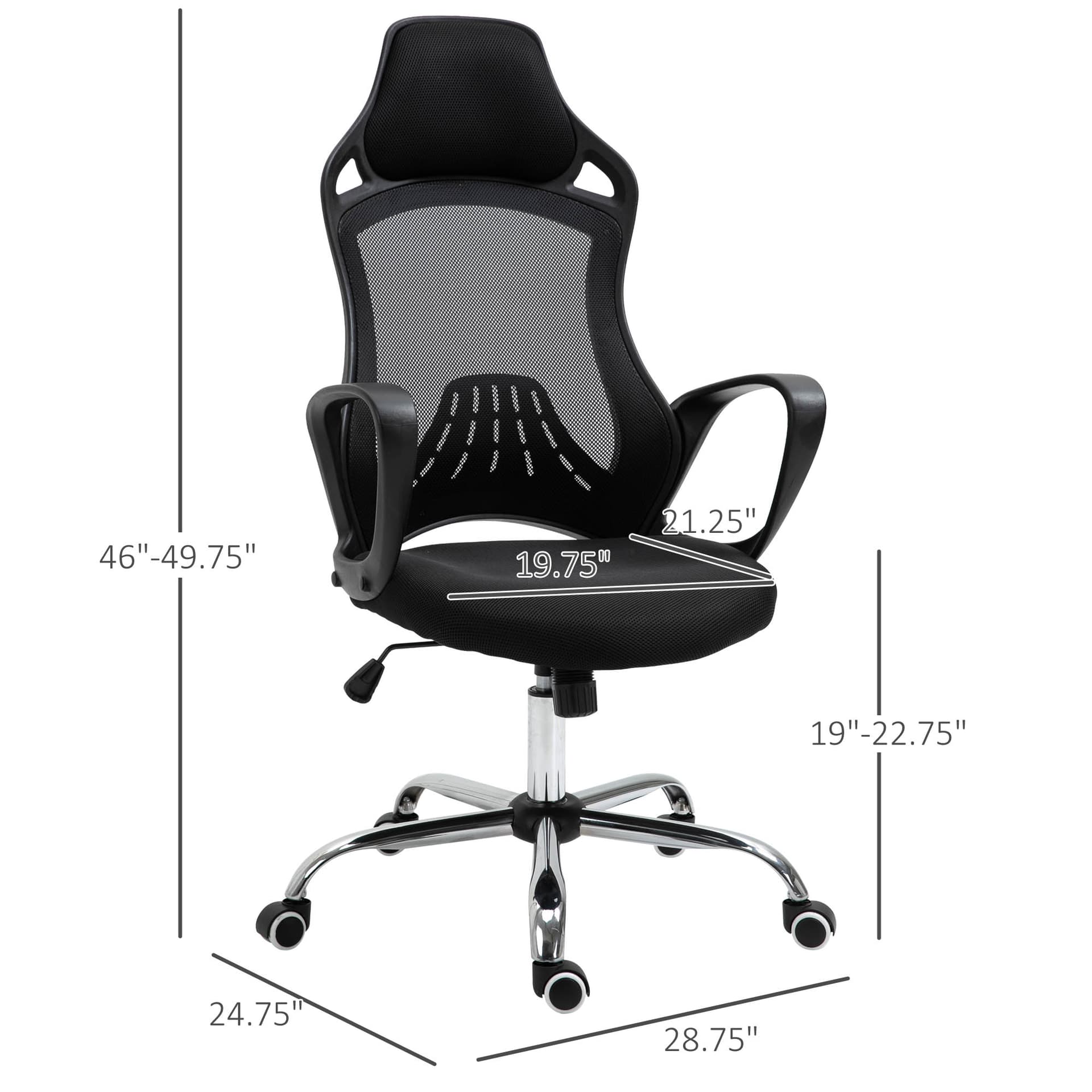 Vinsetto High Back Office Chair Mesh Desk Chair with Adjustable Backrest, Swivel Task Chair with Ergonomic Design Conference Office, Black | Aosom Canada - Desks - Office Furniture