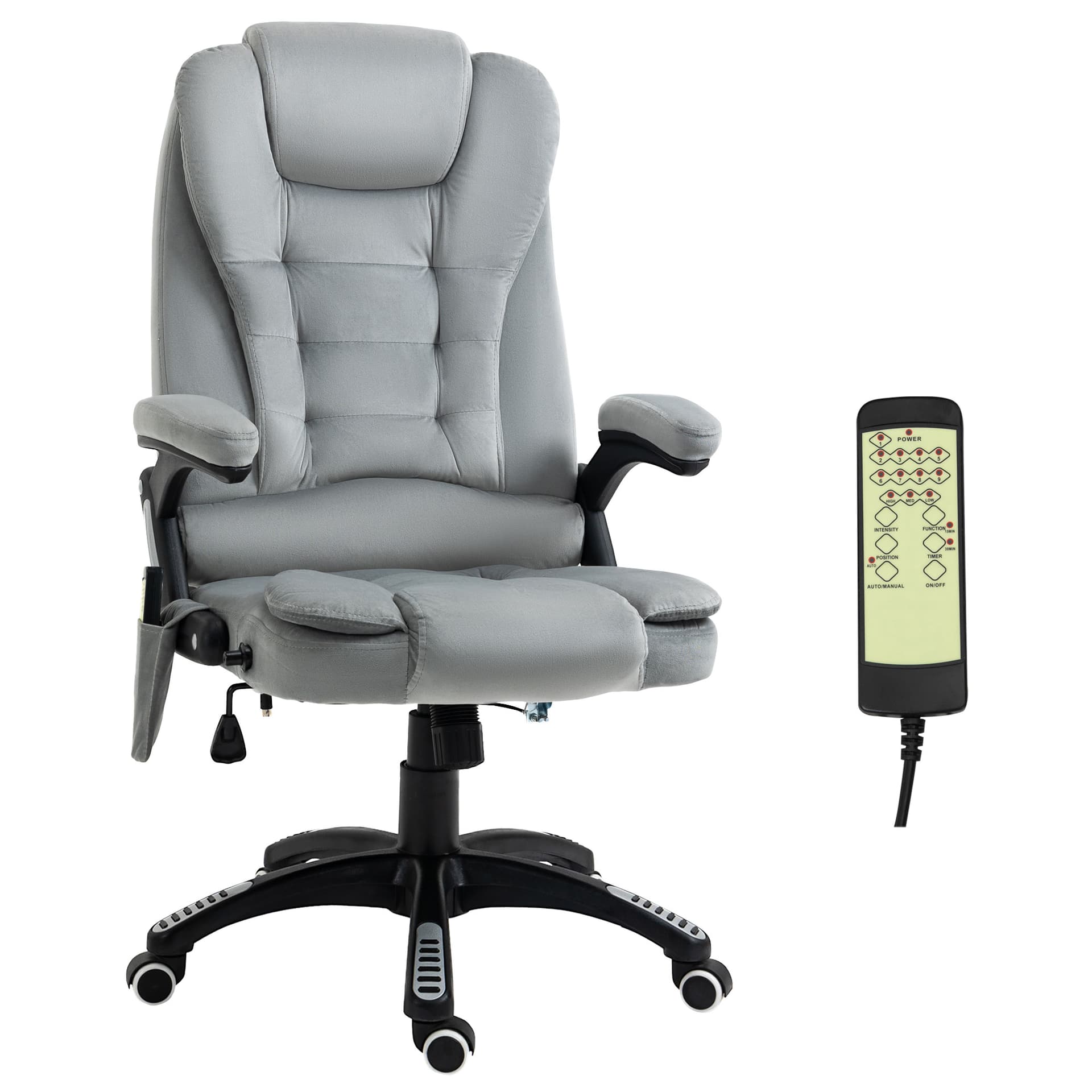 Vinsetto Ergonomic Vibrating Massage Office Chair High Back Executive Chair with 6 Point Reclining Backrest Padded Armrest Grey - Office Chairs - Office Furniture