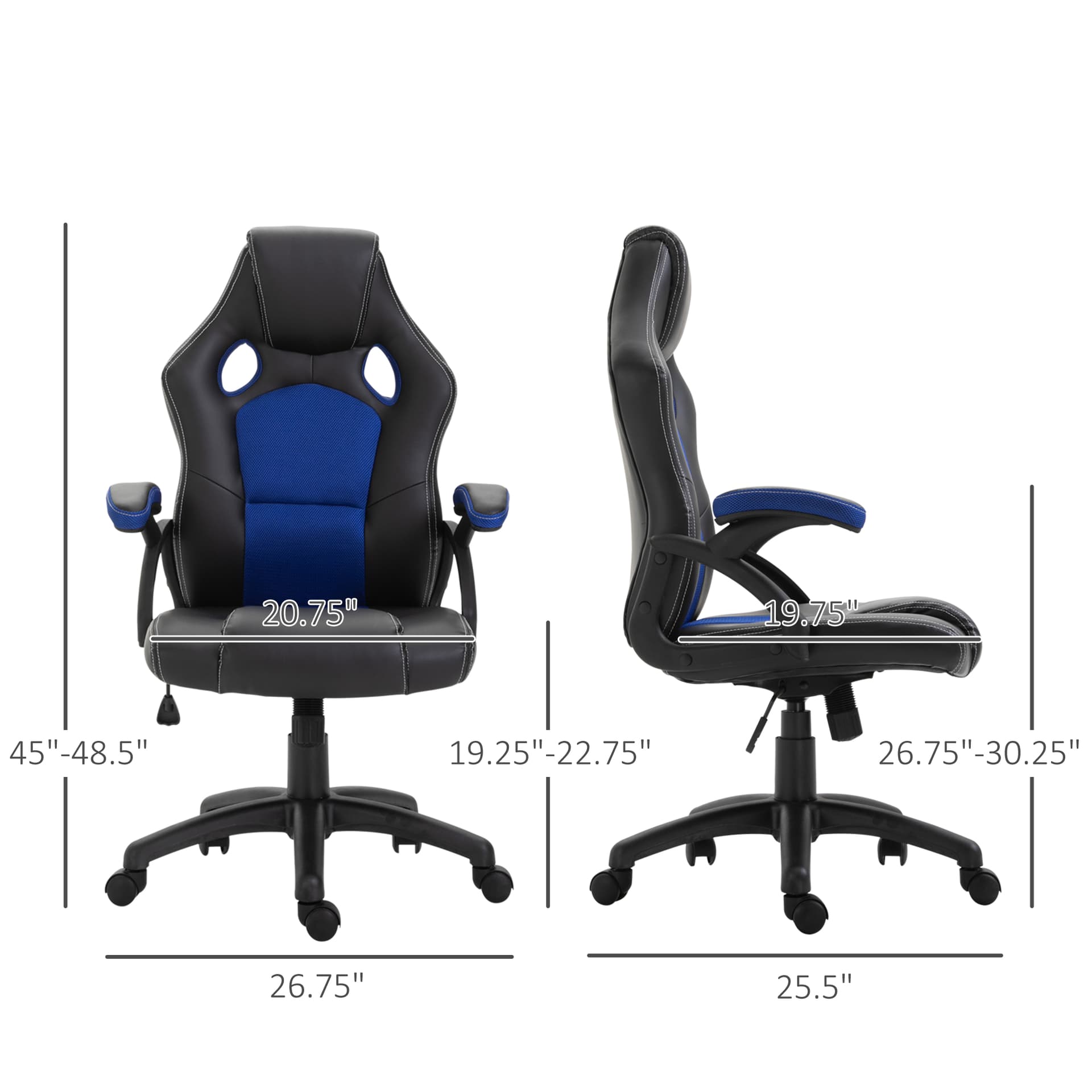 Vinsetto 360° Swivel Office Chair Adjustable Height PU Leather E-sports Rocker Racing Chair  Blue - Office Chairs - Office Furniture