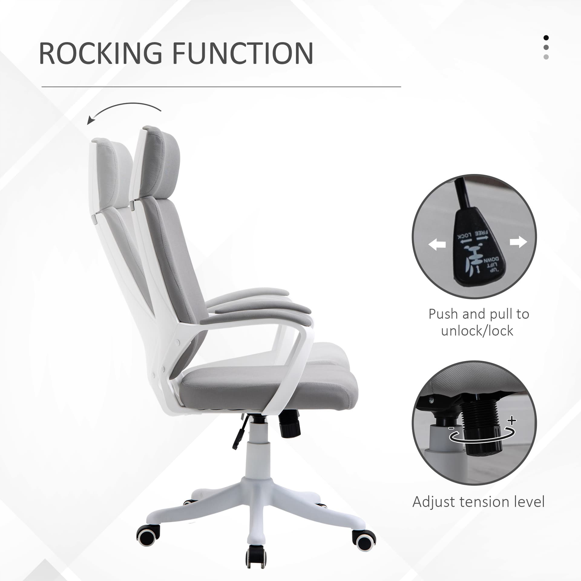 Vinsetto Office Chair High Back 360° Swivel Task Chair Ergonomic Desk Chair with Lumbar Back Support, Adjustable Height - Desks - Office Furniture