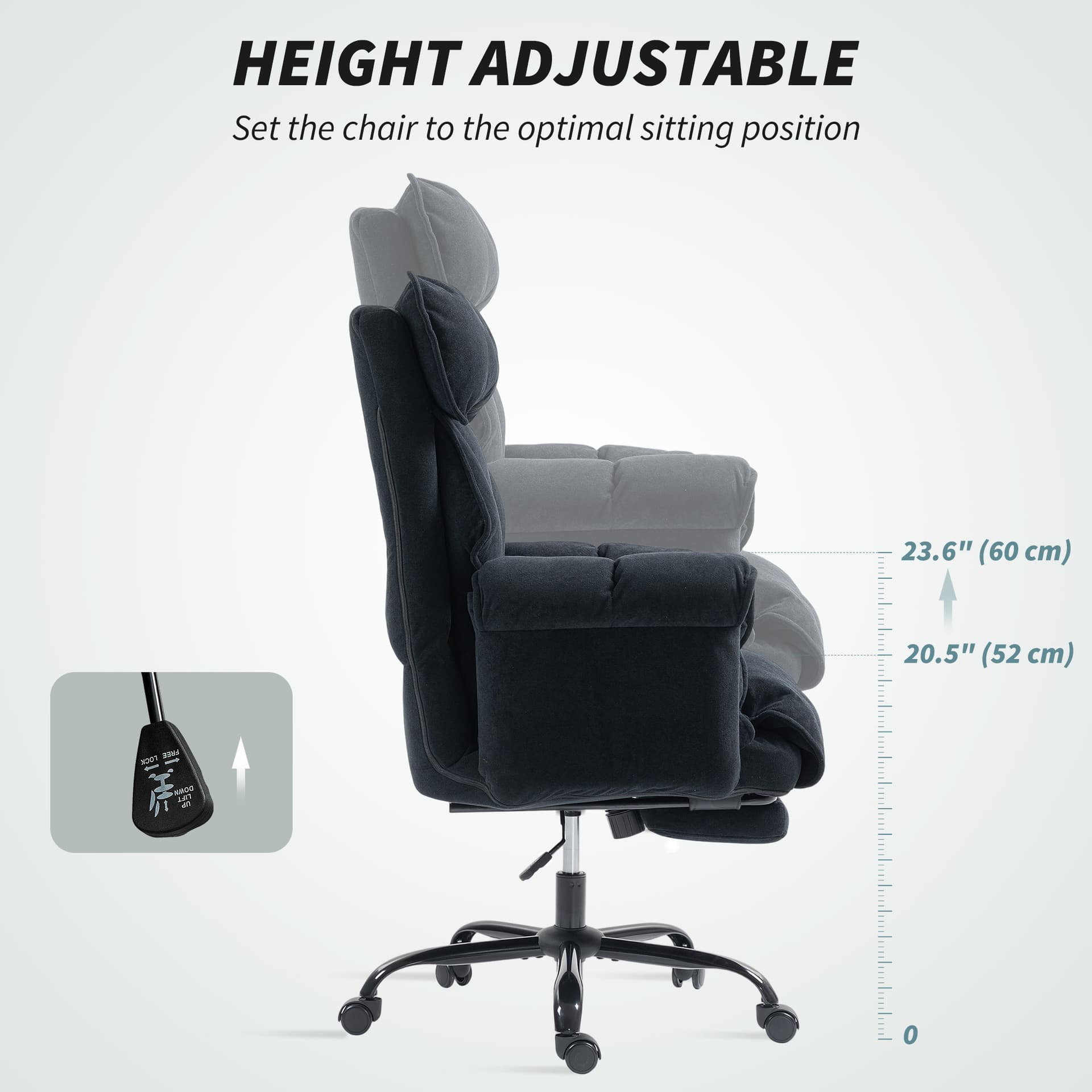 Desk Chair, Computer Office Chair with Footrest, Adjustable Backrest and Headrest, Black - Executive & Manager Chairs - Office Furniture