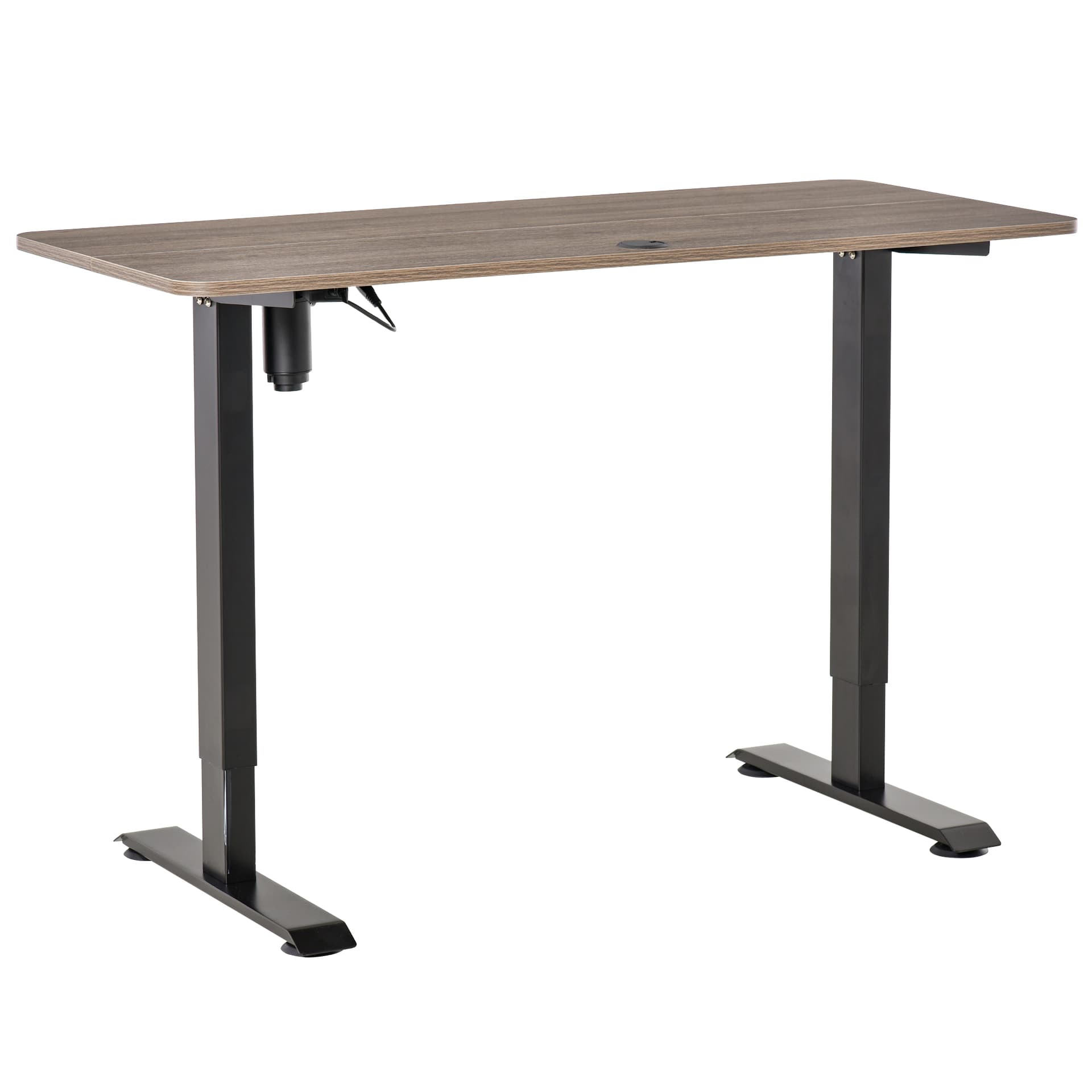 Vinsetto Electric Height Adjustable Standing Desk with 4 Memory Controller, 54 x 24 Inches Sit Stand Home Office Desk with Splice Board. Teak and Black - Desks - Office Furniture