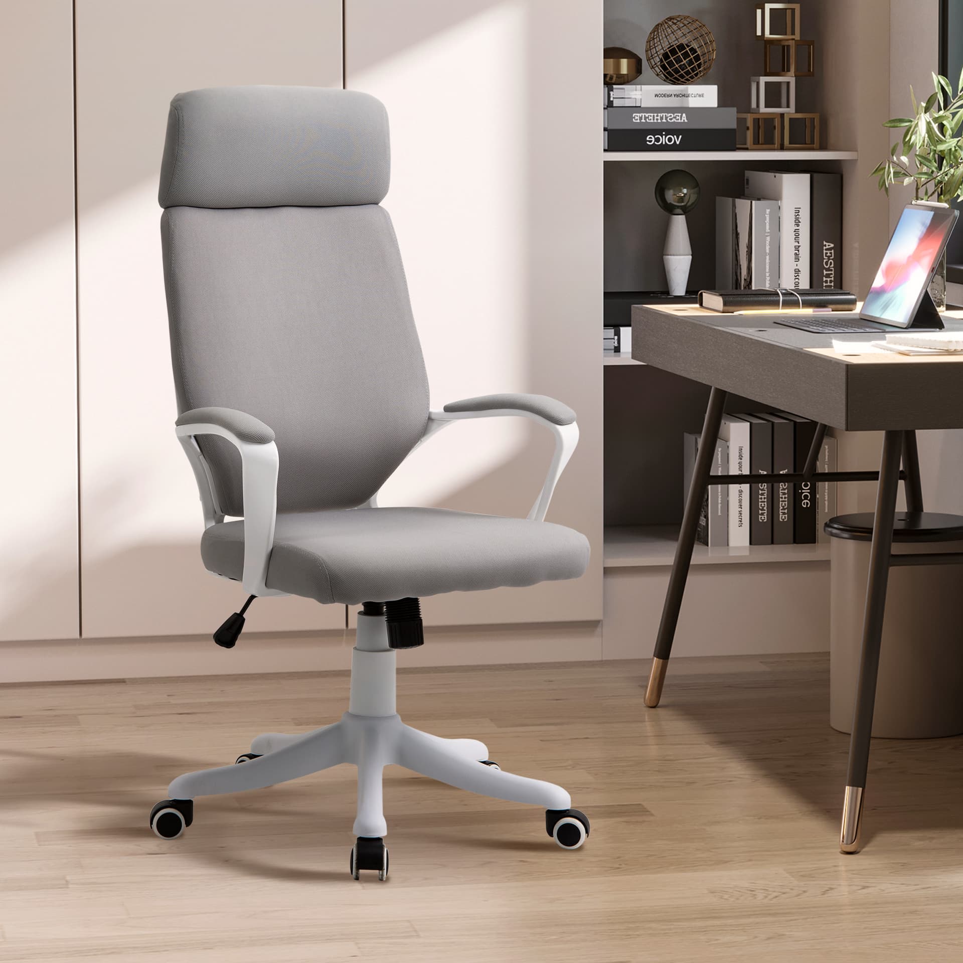 Vinsetto Office Chair High Back 360° Swivel Task Chair Ergonomic Desk Chair with Lumbar Back Support, Adjustable Height - Desks - Office Furniture