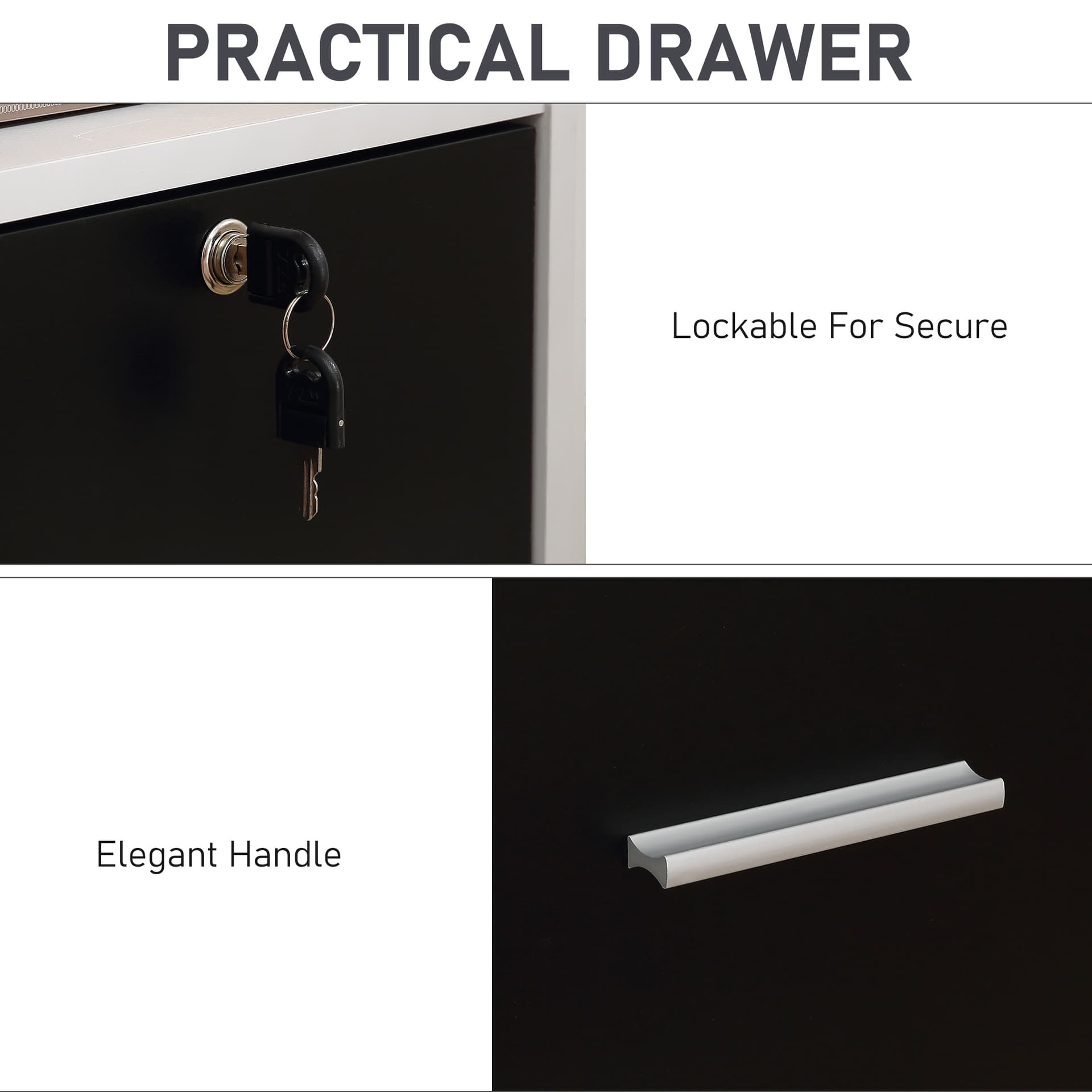 HOMCOM Rolling Office File Cabinet with Drawer for Legal Letter Sized Hanging Files Printer Stand with Shelf Wooden Documents Storage Chest for Home Office - Filing & Storage - Office Furniture