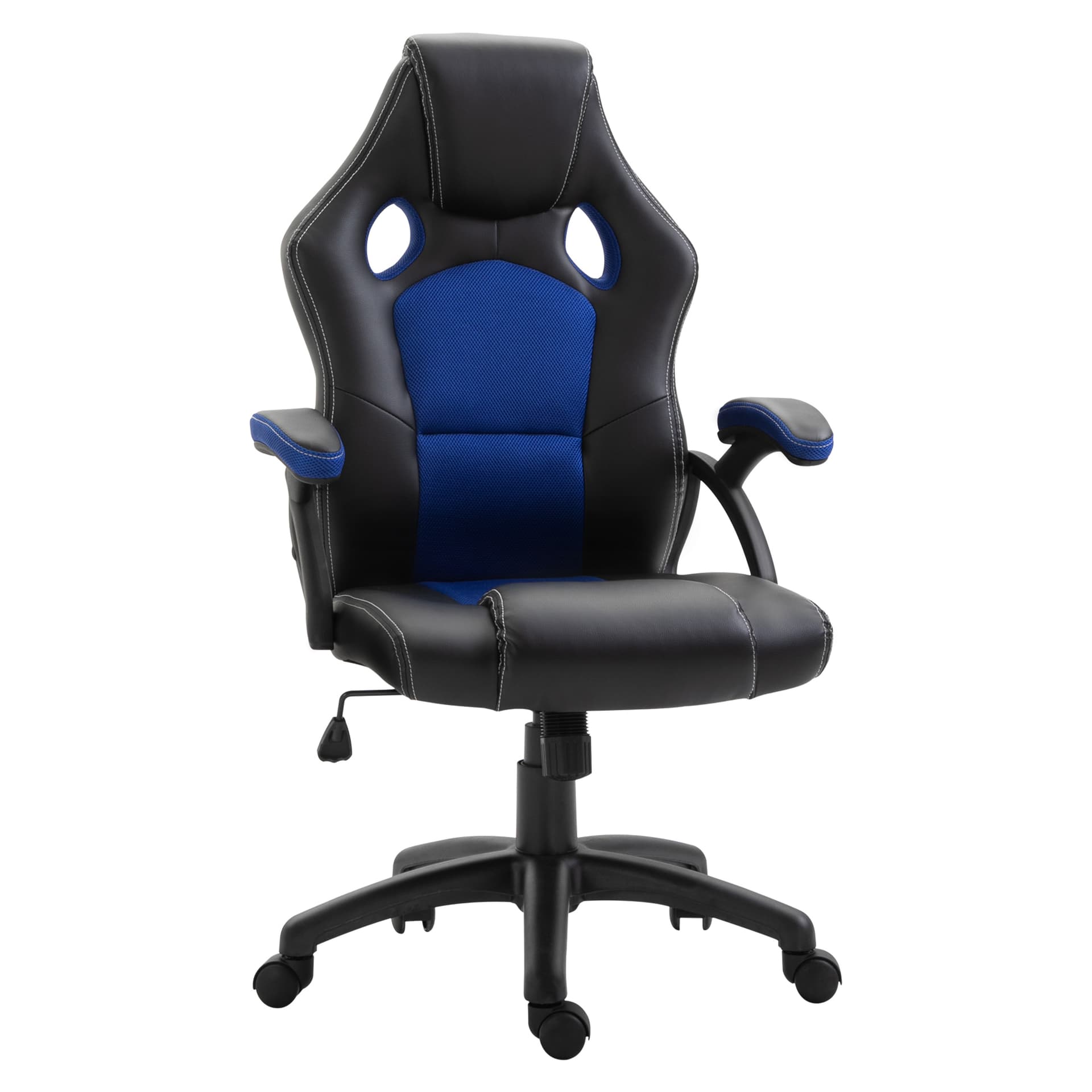 Vinsetto 360° Swivel Office Chair Adjustable Height PU Leather E-sports Rocker Racing Chair  Blue - Office Chairs - Office Furniture
