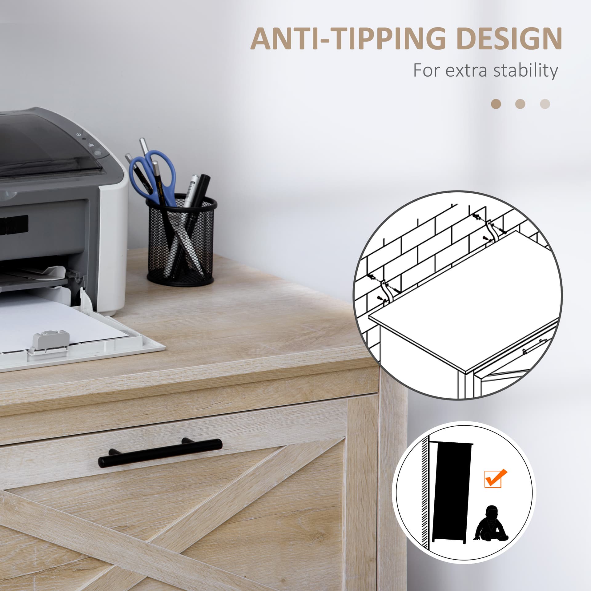 HOMCOM Retro Filing Cabinet with 2 Drawers, File Cabinet with Hanging Bars for Letter and Legal Size Document, Oak - Office Products - Office Furniture