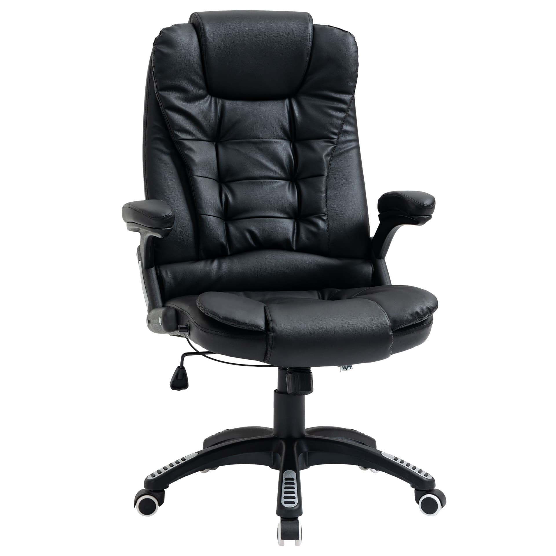 Vinsetto Executive Home Office Chair High Back Ergonomic PU Leather Computer Chair, with Swivel Wheels, Arm, Adjustable Height, Black - Office Chairs - Office Furniture