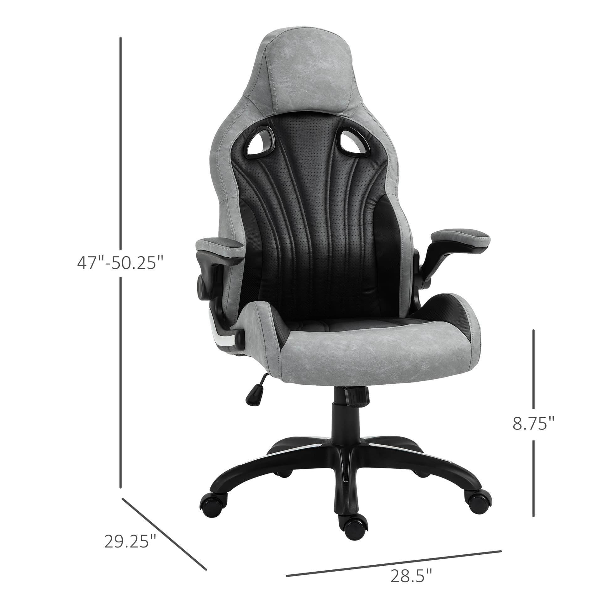 Vinsetto High-Back Gaming Office Chair Swivel Racing Computer Chair with Flip-up Armrests and Adjustable Height - Office Chairs - Office Furniture