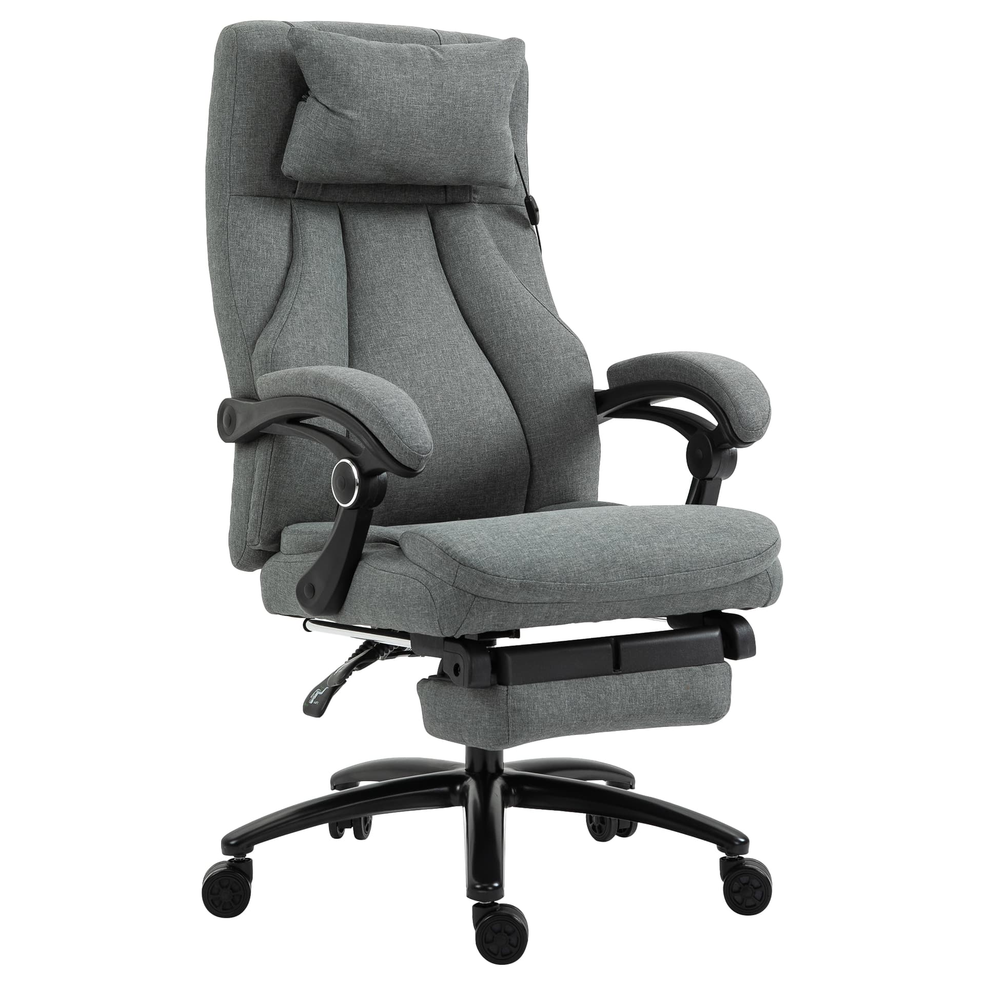 Vinsetto High-Back Massage Office Chair, Swivel Reclining Chair with 2-Point Vibration Removable Headrest, USB Power and Adjustable Height, Grey - Office Products - Office Furniture