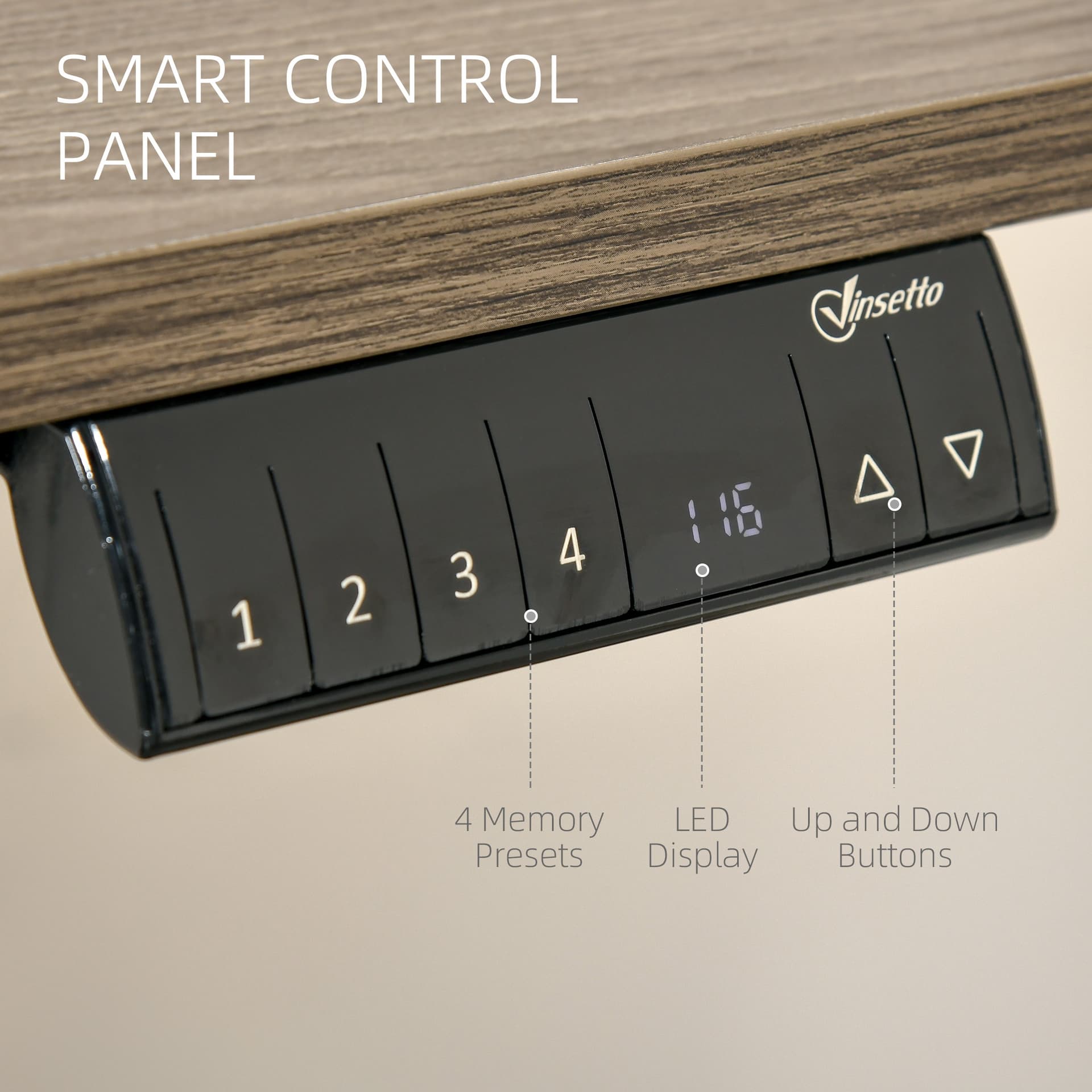 Vinsetto Electric Height Adjustable Standing Desk with 4 Memory Controller, 54 x 24 Inches Sit Stand Home Office Desk with Splice Board. Teak and Black - Desks - Office Furniture