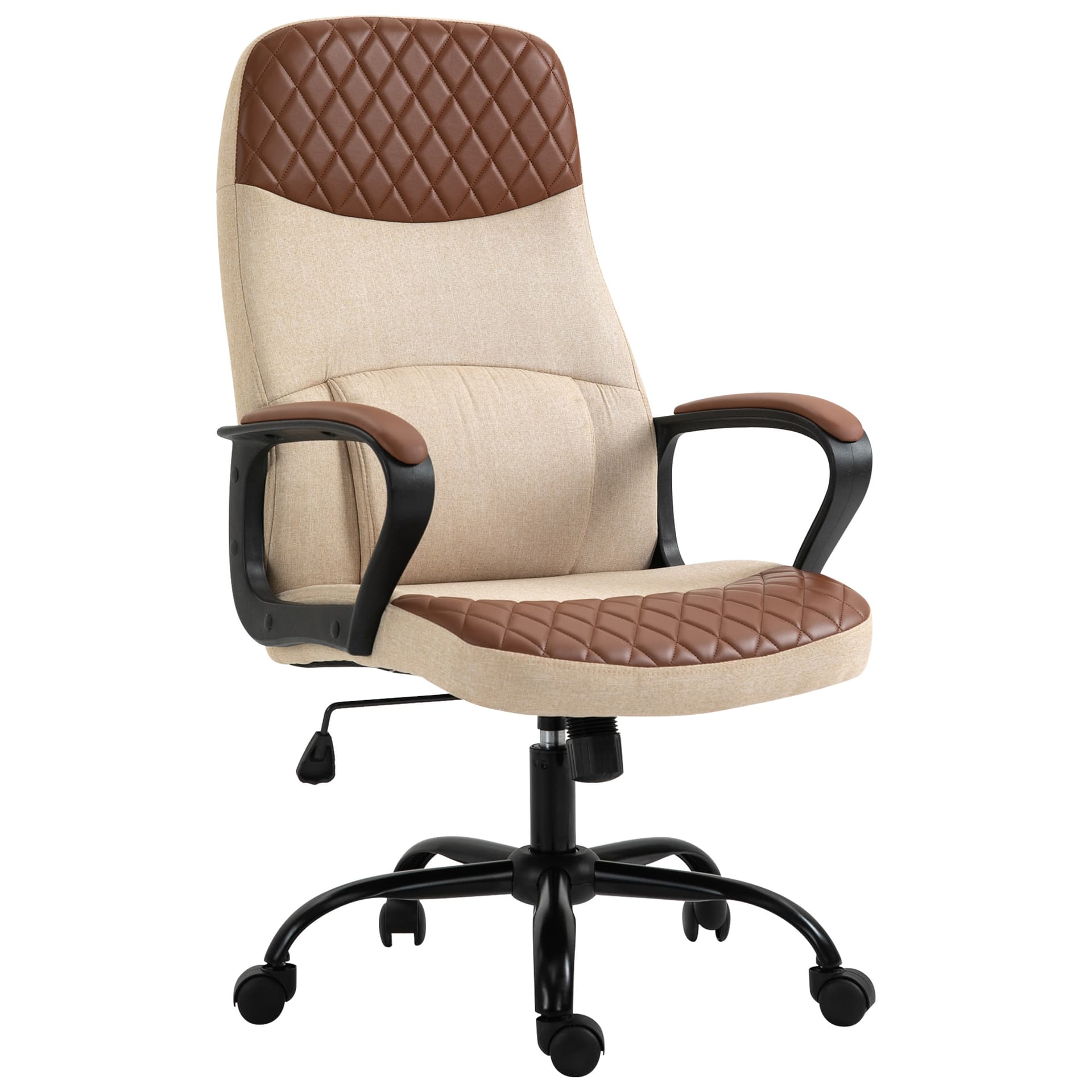 Vinsetto Massage Office Chair, Swivel Chair with 2-Point Vibration Lumbar, USB Power and Adjustable Height, Brown and Beige - Office Chairs - Office Furniture