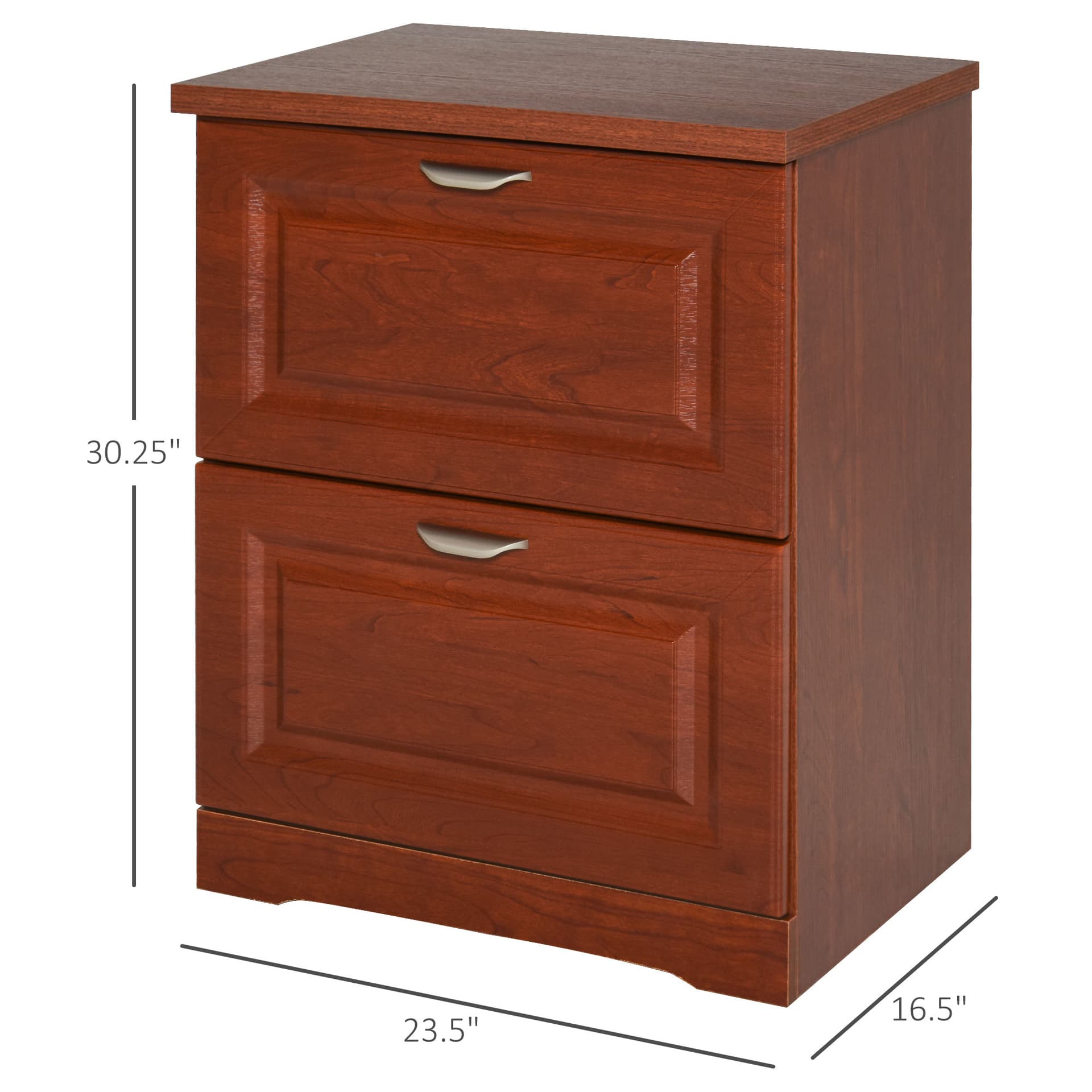 HOMCOM 2-Drawer Lateral File Chest Cabinet Pedestal Wooden Documents Storage for Study - Filing & Storage - Office Furniture