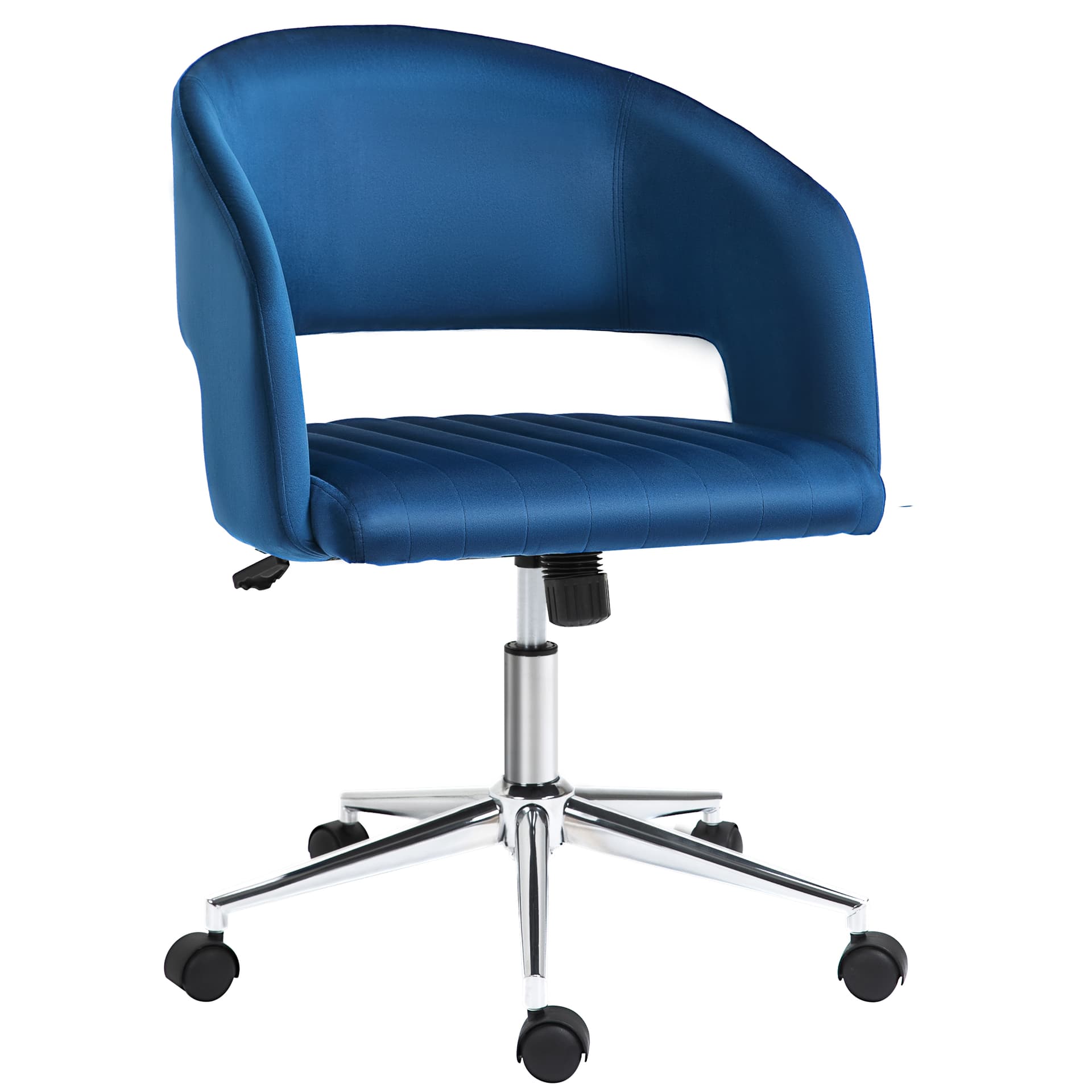 Vinsetto Leisure Office Chair Velvet Fabric Swivel Moon Shape Computer Desk Chair Study with Wheels  Blue - Desks - Office Furniture