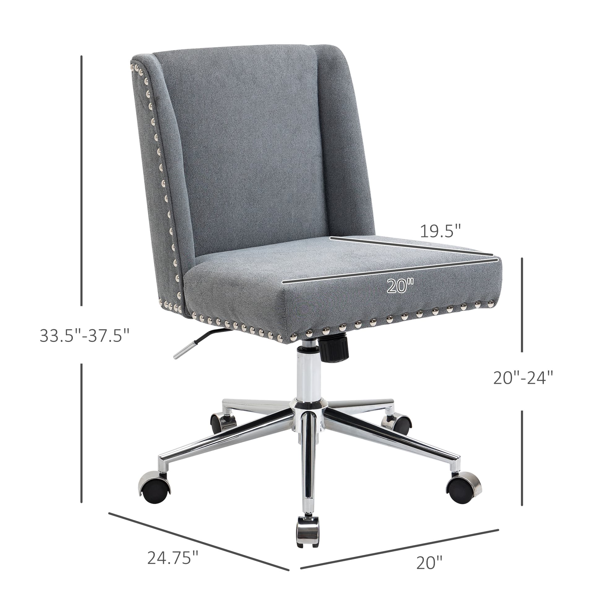 Vinsetto Ergonomic Computer Office Chair Task Desk 360° Swivel Modern Mid Back Rocking Chair for Home Study Bedroom, Adjustable Height Grey - Office Products - Office Furniture