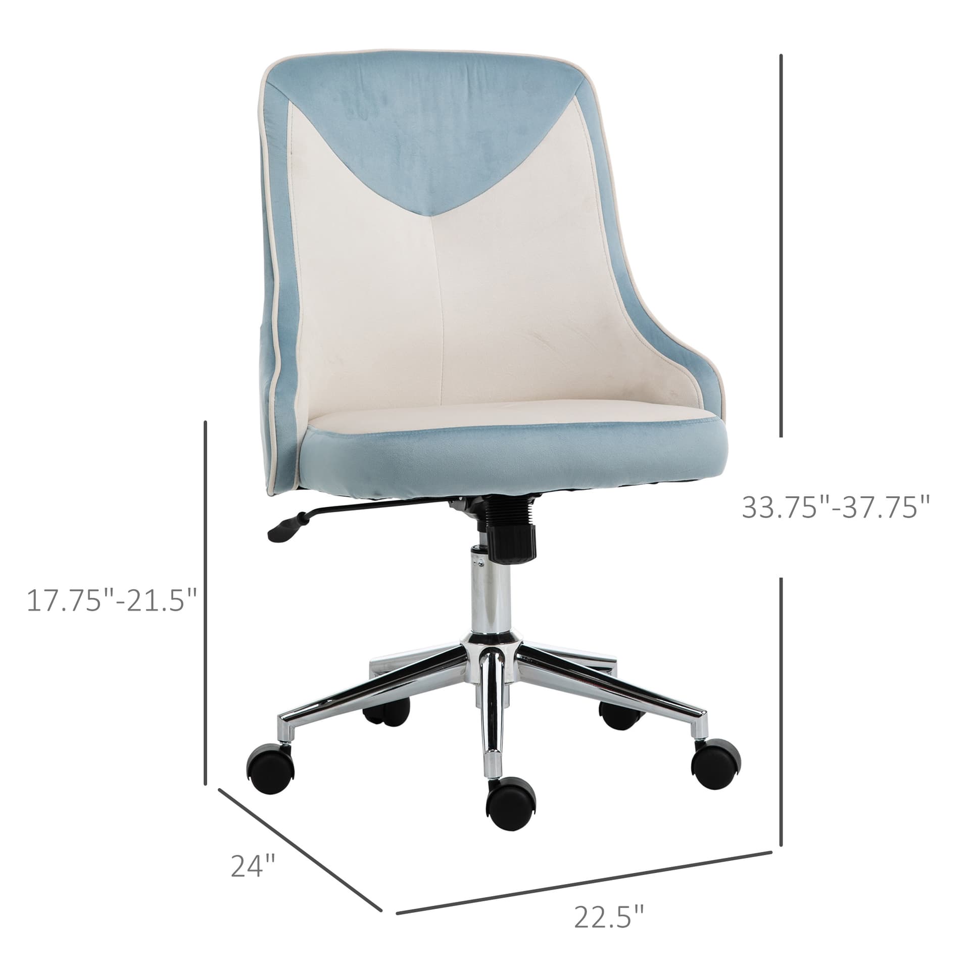 Vinsetto Office Chair Velvet Fabric Leisure Chair Rocking Armless Task Chair with Swivel Wheels Soft Seat Computer Chair for office Work Vanity Desk Chair | Aosom Canada - Desks - Office Furniture