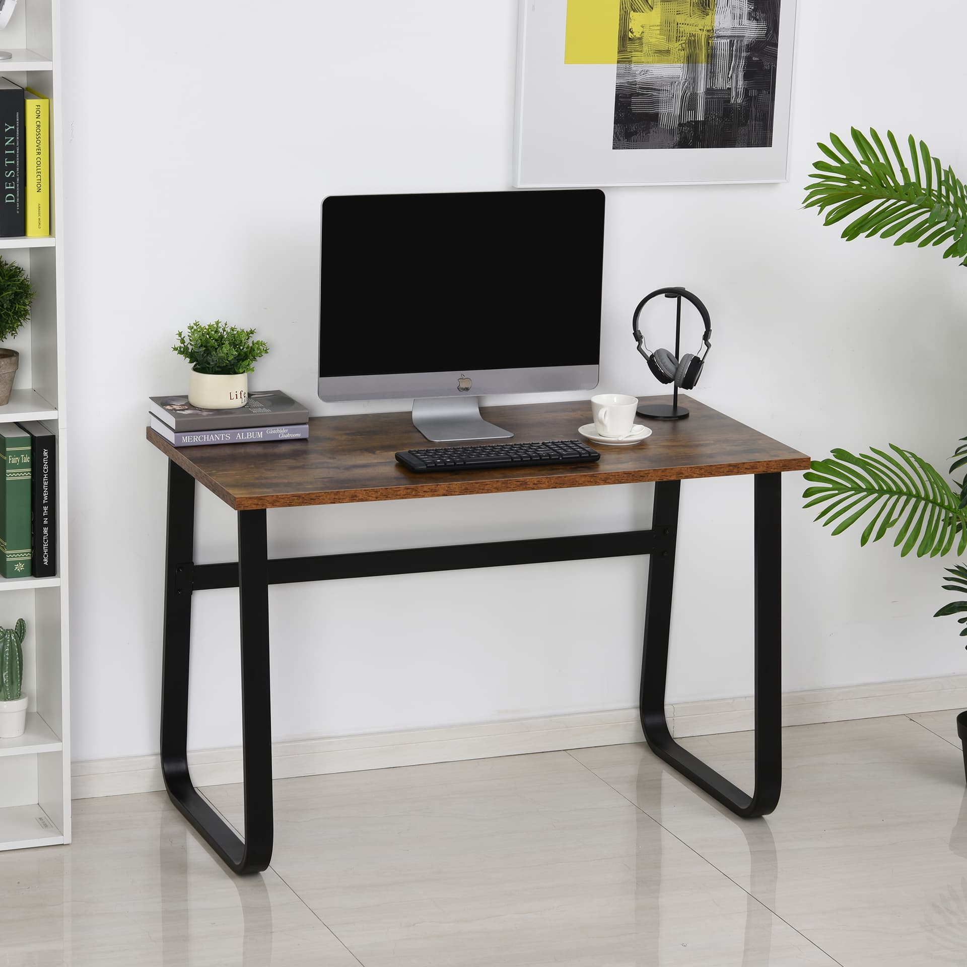 HOMCOM Writing Computer Desk Industrial Simple Study Desk Home Office Workstation - Desks - Office Furniture