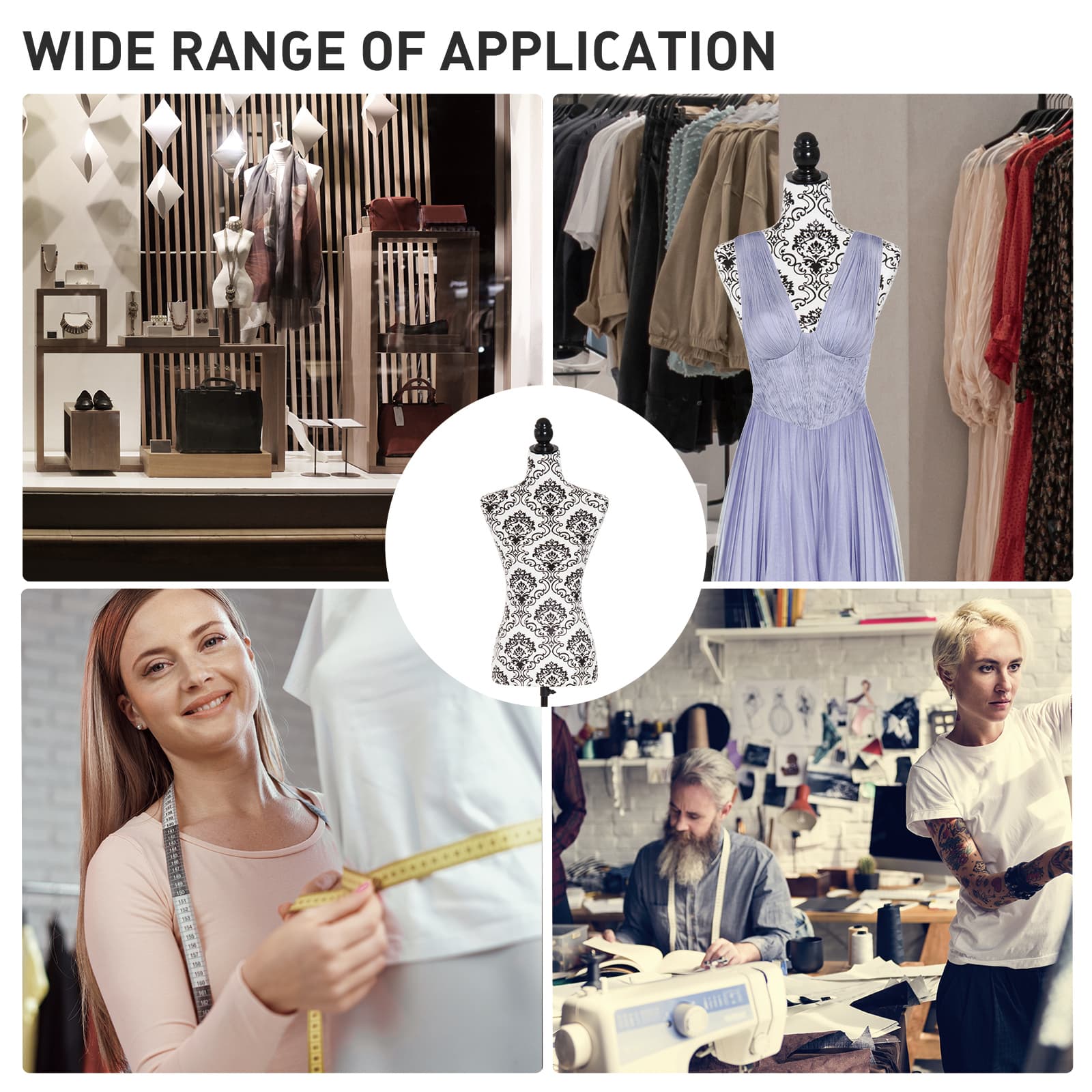 HOMCOM Adjustable Female Dress Form Fashion Mannequin Torso Clothes Display Dressmaker Stand with Base - Office Products - Office Furniture