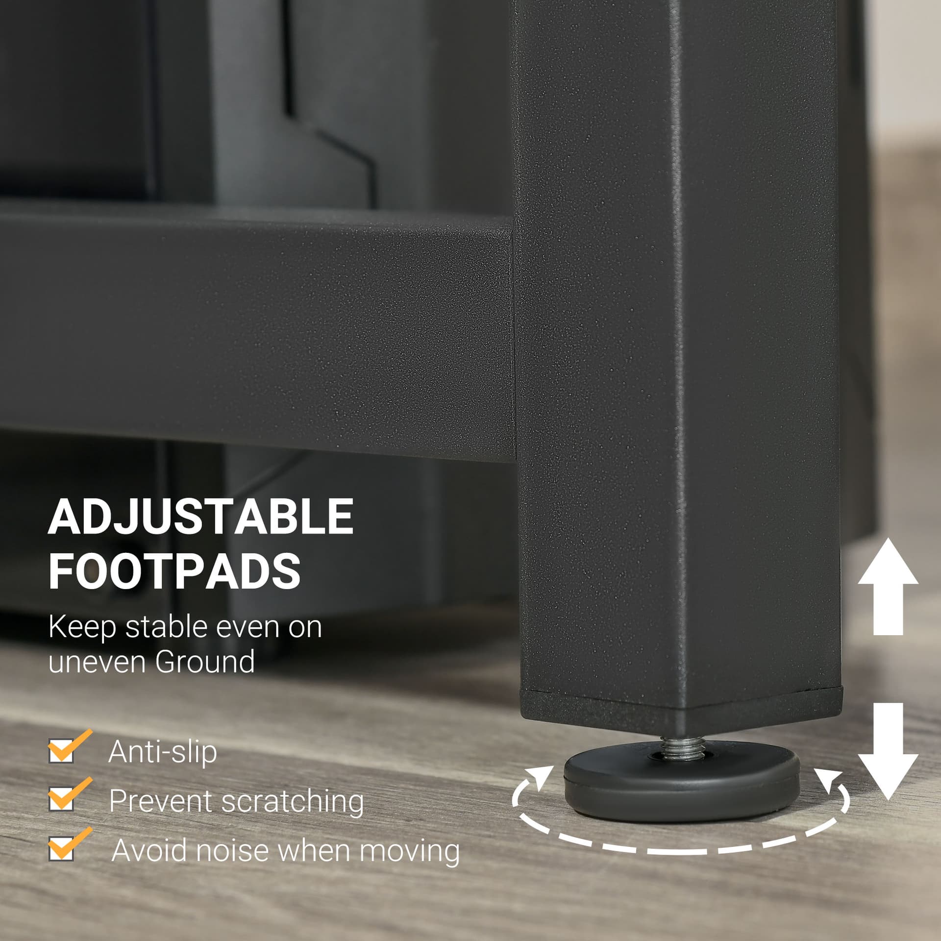 HOMCOM Industrial Style Computer Desk, Home Office Writing Desk, PC Laptop Workstation with Raised Monitor Stand, Side Hook, Adjutable Feet, Rustic Brown and Black - Desks - Office Furniture