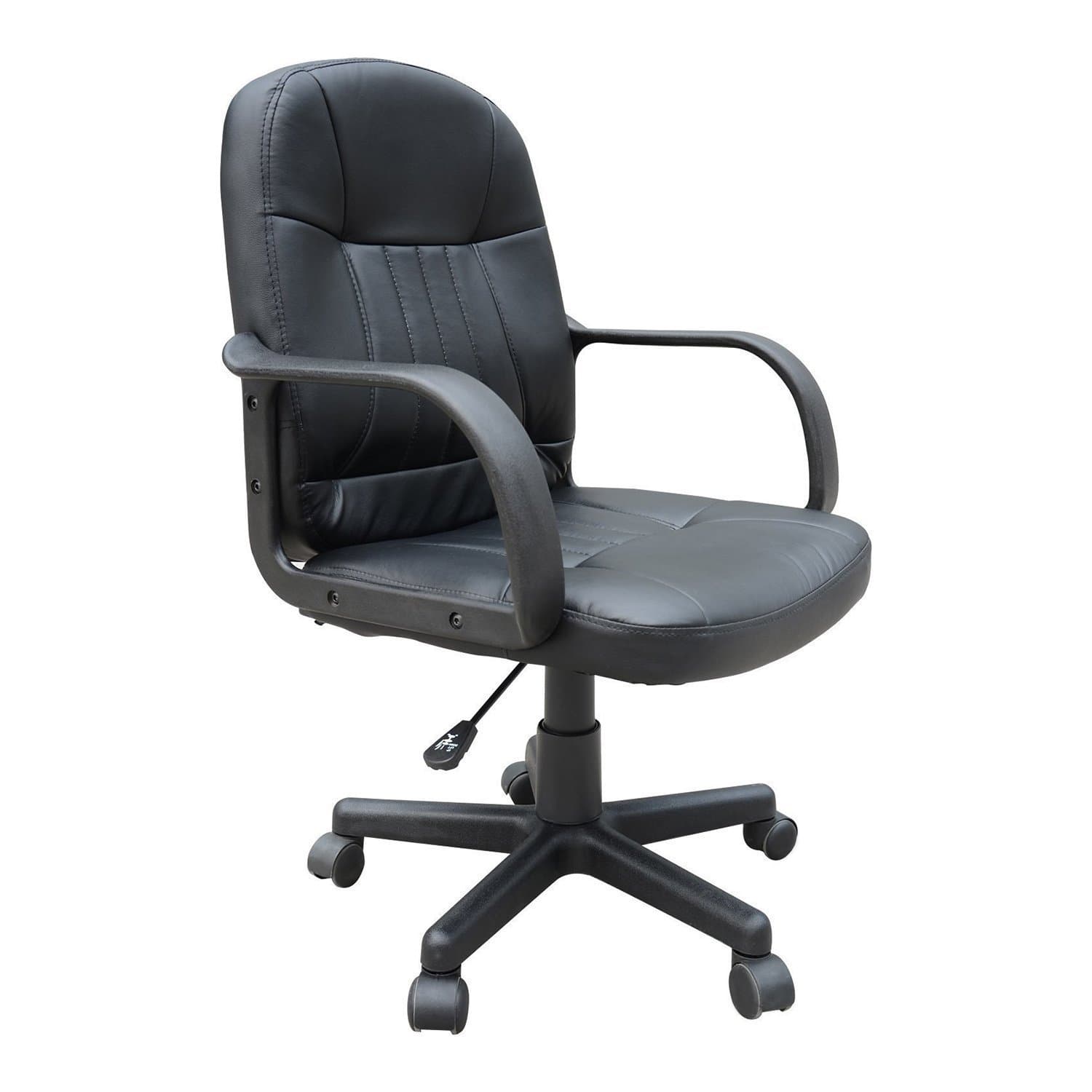 HOMCOM Desk Office Chair PU Leather Mid-Back Swivel Computer PC Adjustable Height Black - Desks - Office Furniture