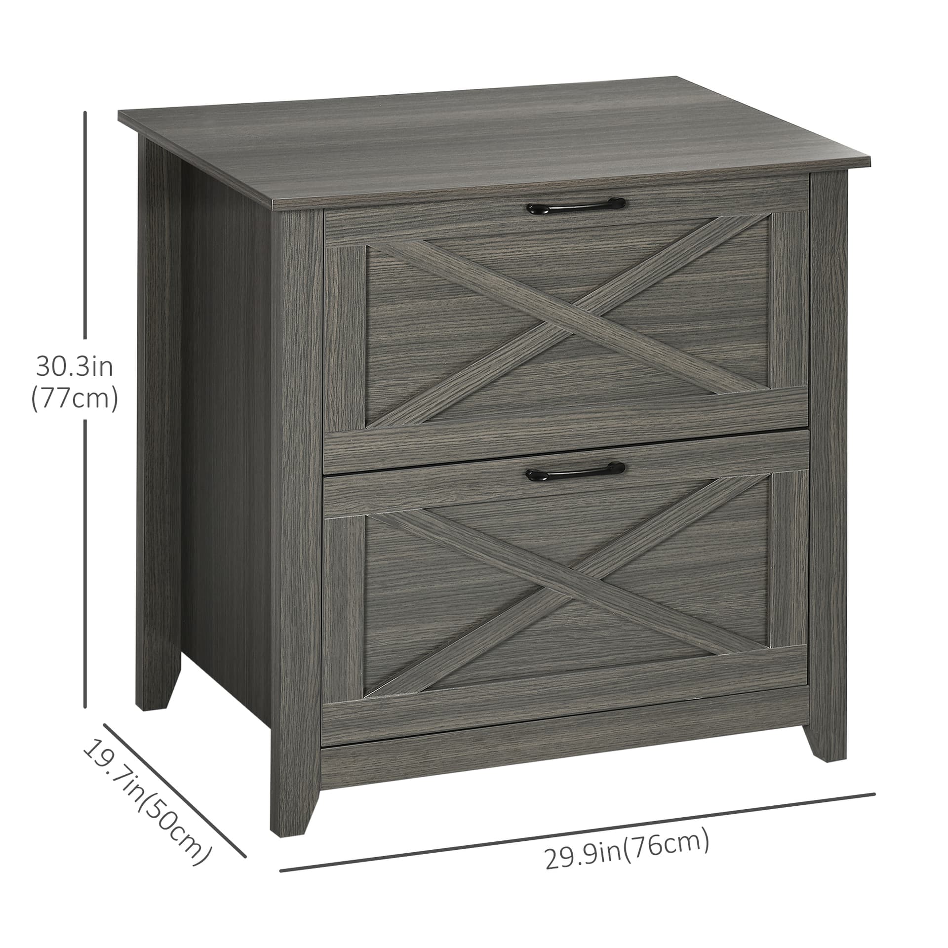 Vinsetto Vertical File Cabinet with Hanging Bars for A4 Size for Home Office, 29.9"x 19.7"x 30.3", Grey - Office Products - Office Furniture