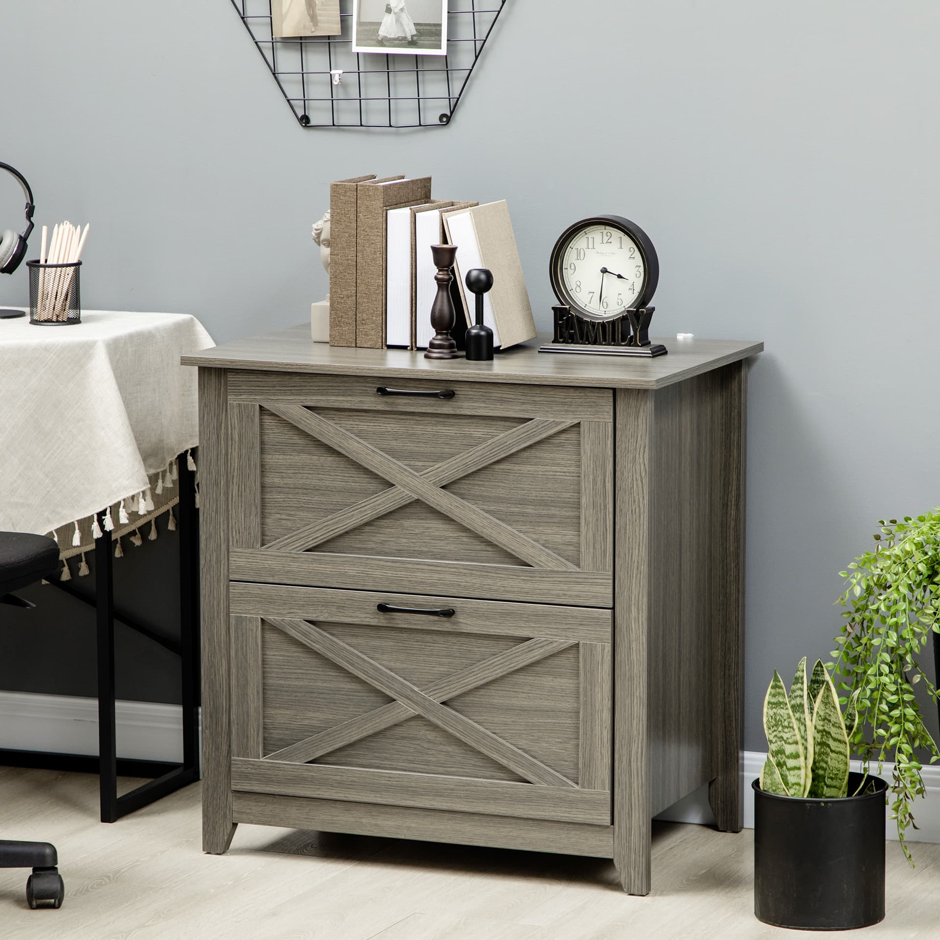 Vinsetto Vertical File Cabinet with Hanging Bars for A4 Size for Home Office, 29.9"x 19.7"x 30.3", Grey - Office Products - Office Furniture