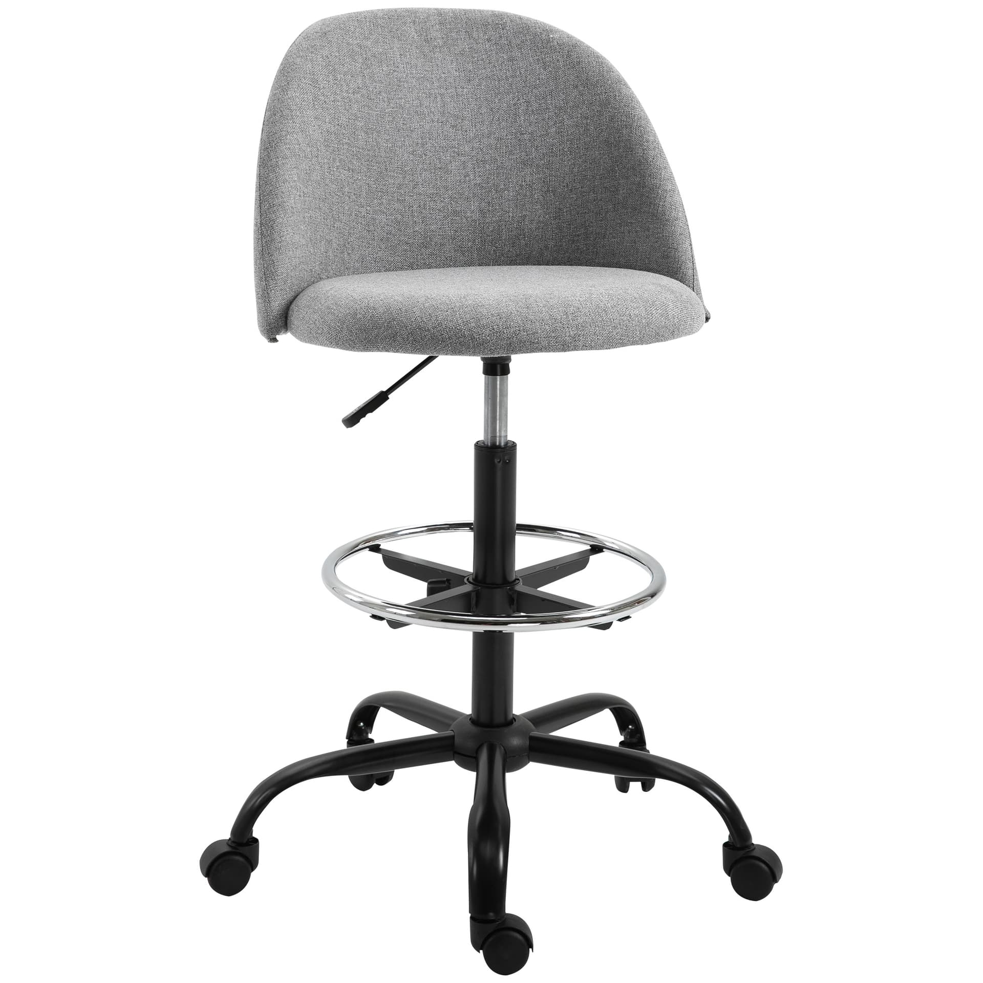 Vinsetto Ergonomic Drafting Office Chair Swivel with Wheels Adjustable Height - Office Chairs - Office Furniture