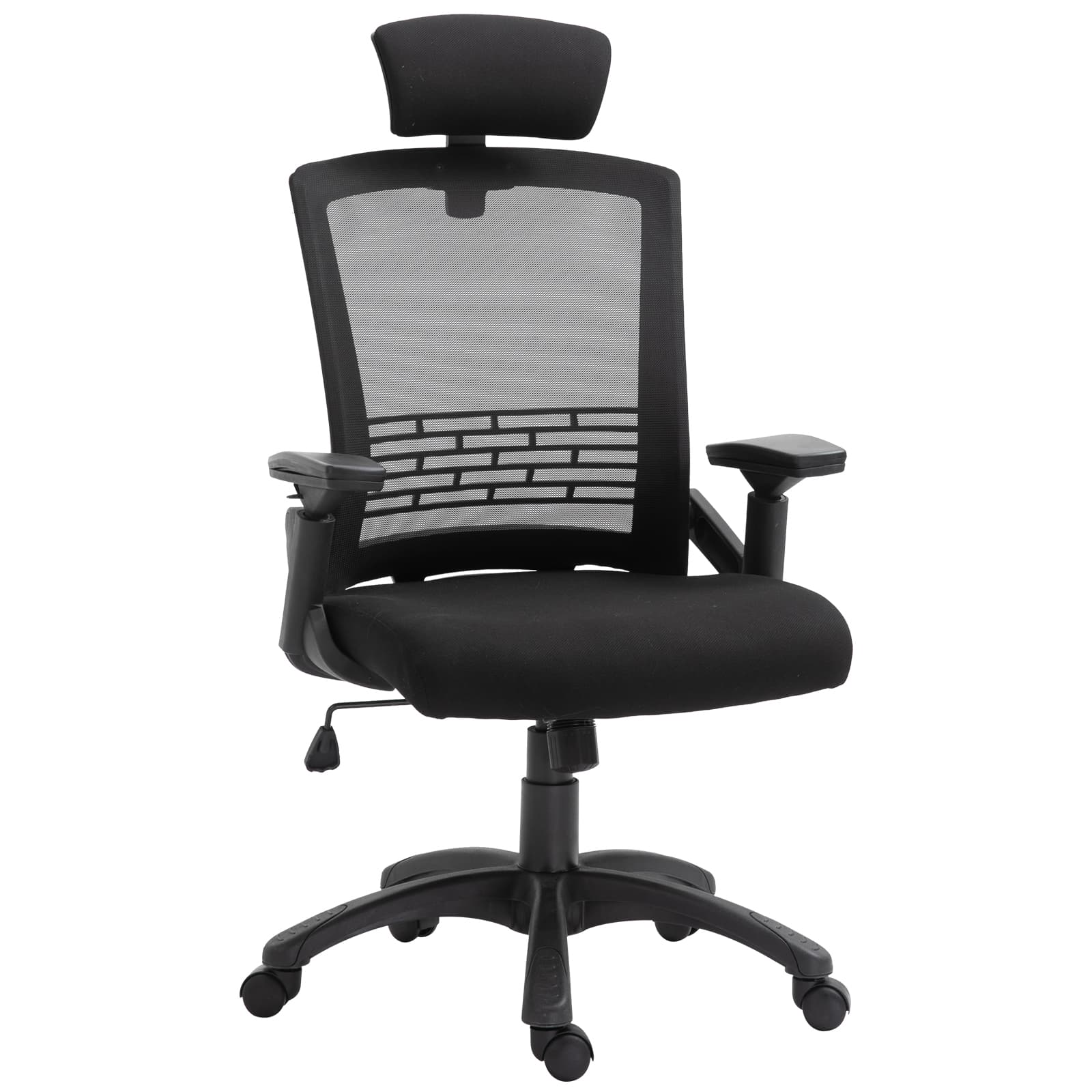 Vinsetto Office Chair Comfortable Mesh Task High Back Adjustable 360° Rotating Seat with Headrest and Armrest Black - Office Chairs - Office Furniture