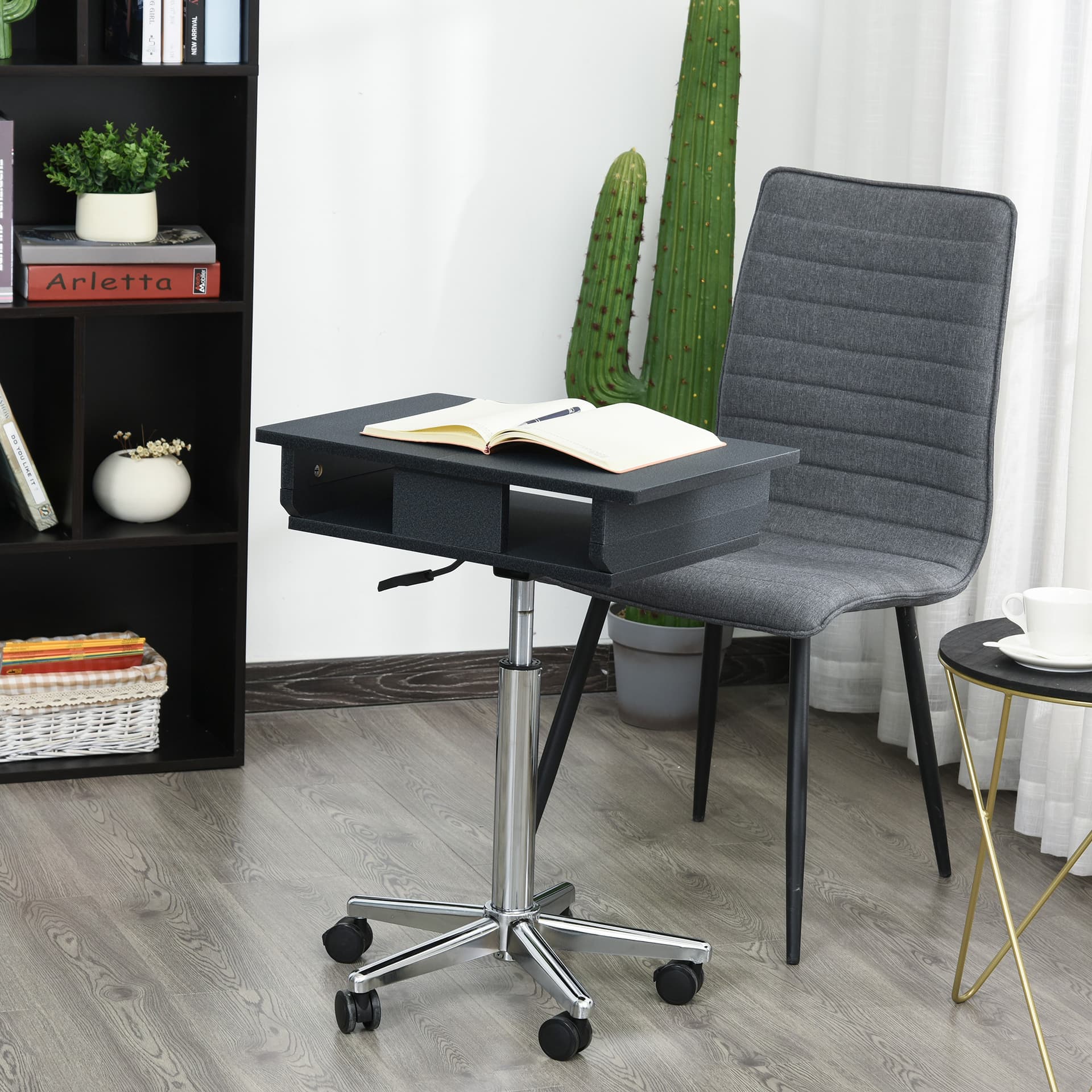 HOMCOM Mobile Laptop Computer Desk Expandable Home Office Table Workstation with Wheels - Desks - Office Furniture