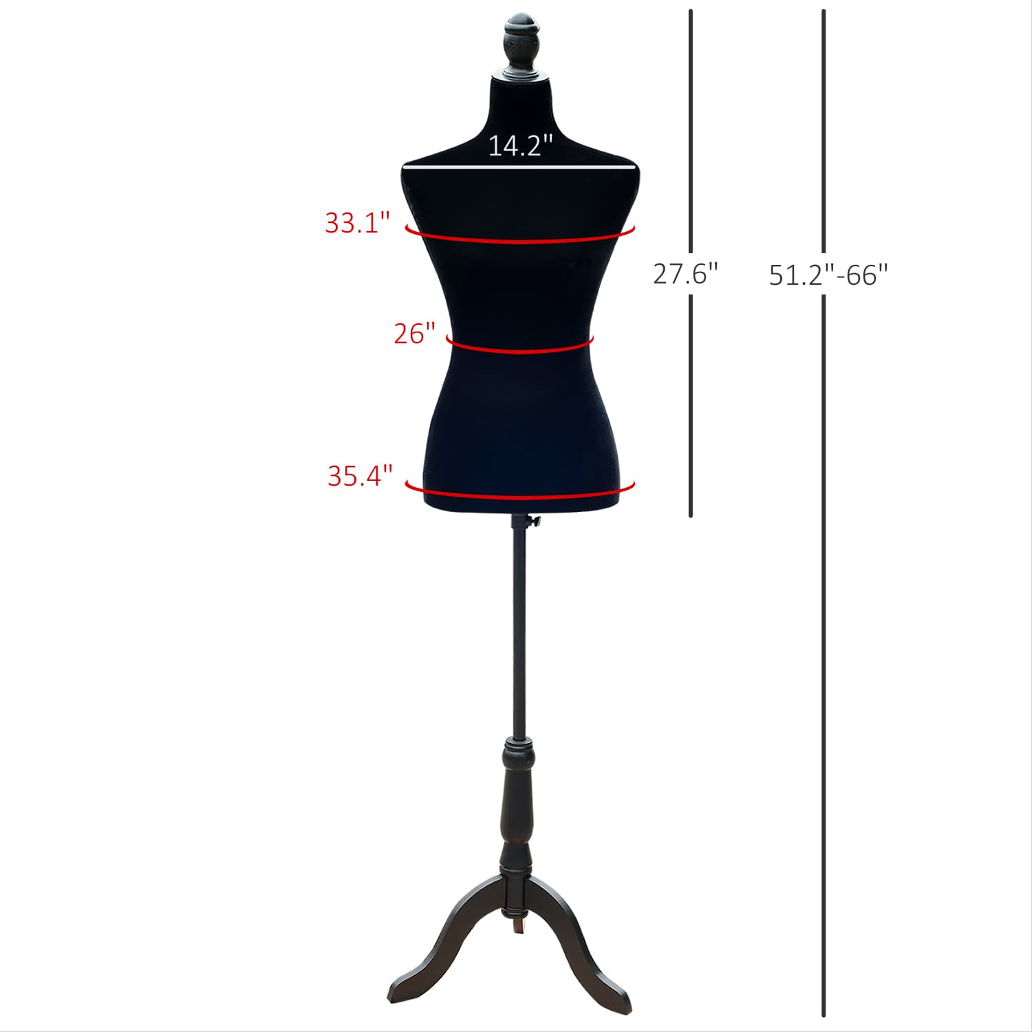 HOMCOM Female Dress Form Mannequin Stand Torso Dressmaker Display Fashion Design Stand (Black) - Office Products - Office Furniture