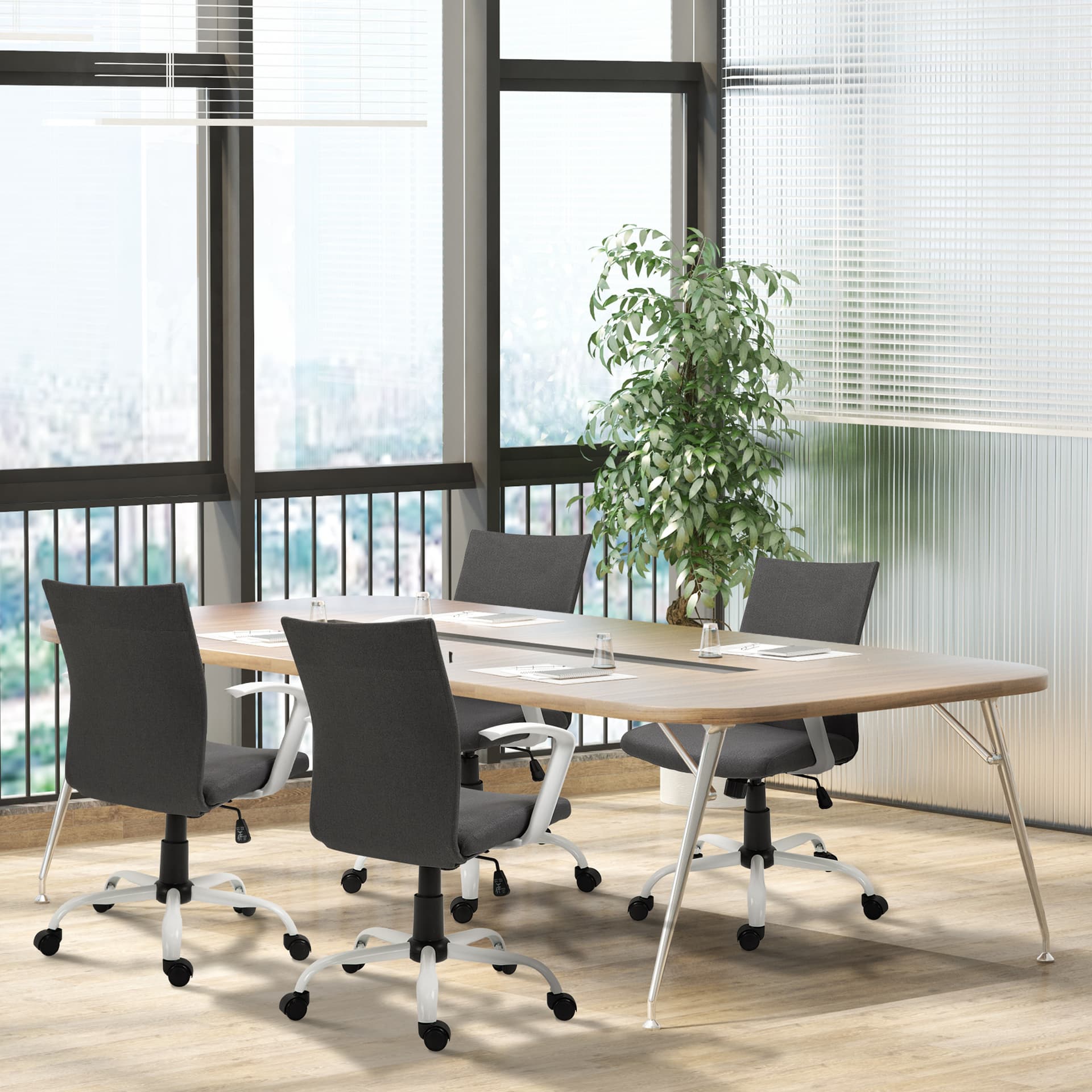 Vinsetto Office Chair Linen Swivel Computer Desk Office Chair  Study Task Chair with Wheels, Arm, Charcoal Grey - Desks - Office Furniture