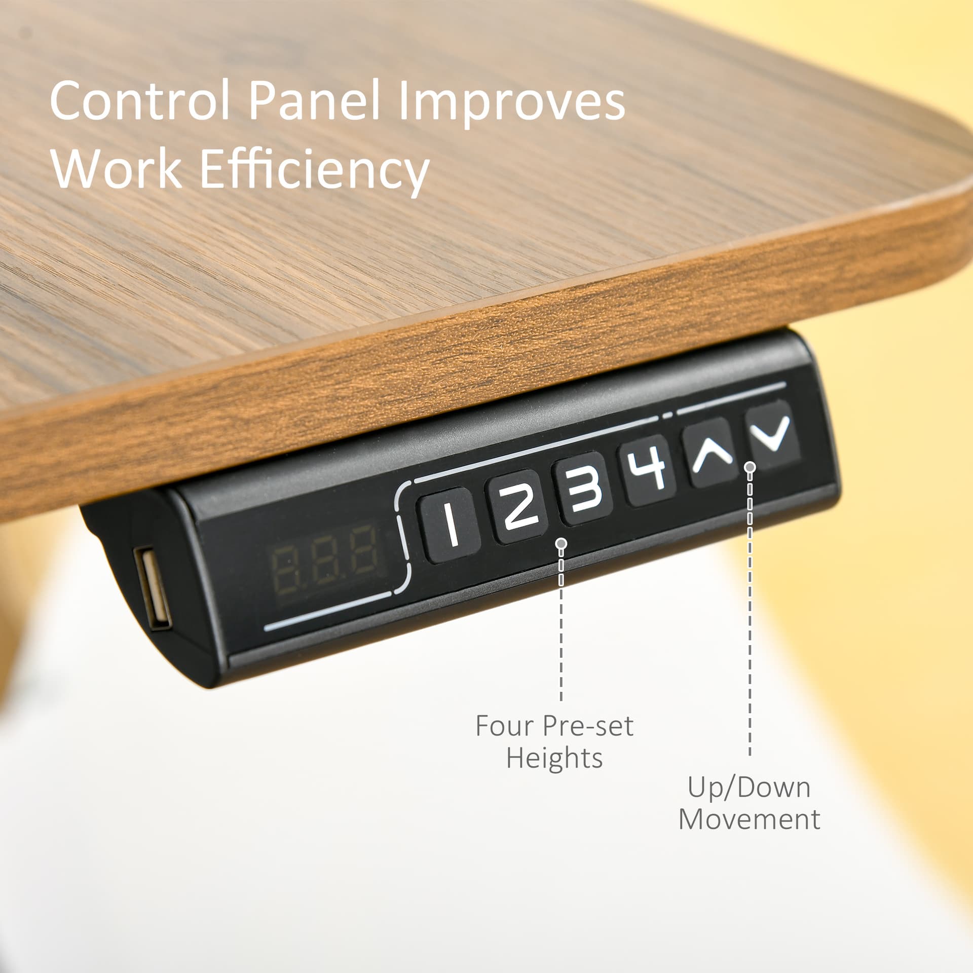 Vinsetto Electric Height Adjustable Standing Desk Sit Stand Desk with Large Desktop, Motor, Stand up Desk for Home Office, Natural - Desks - Office Furniture